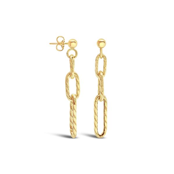 Gold Plated Twist Link Drop Earrings