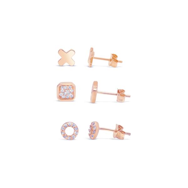 Rose Gold Plated Cubic Zirconia Stud Earrings