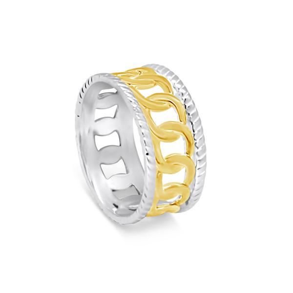 Sterling Silver and Gold Plated Chain Ring