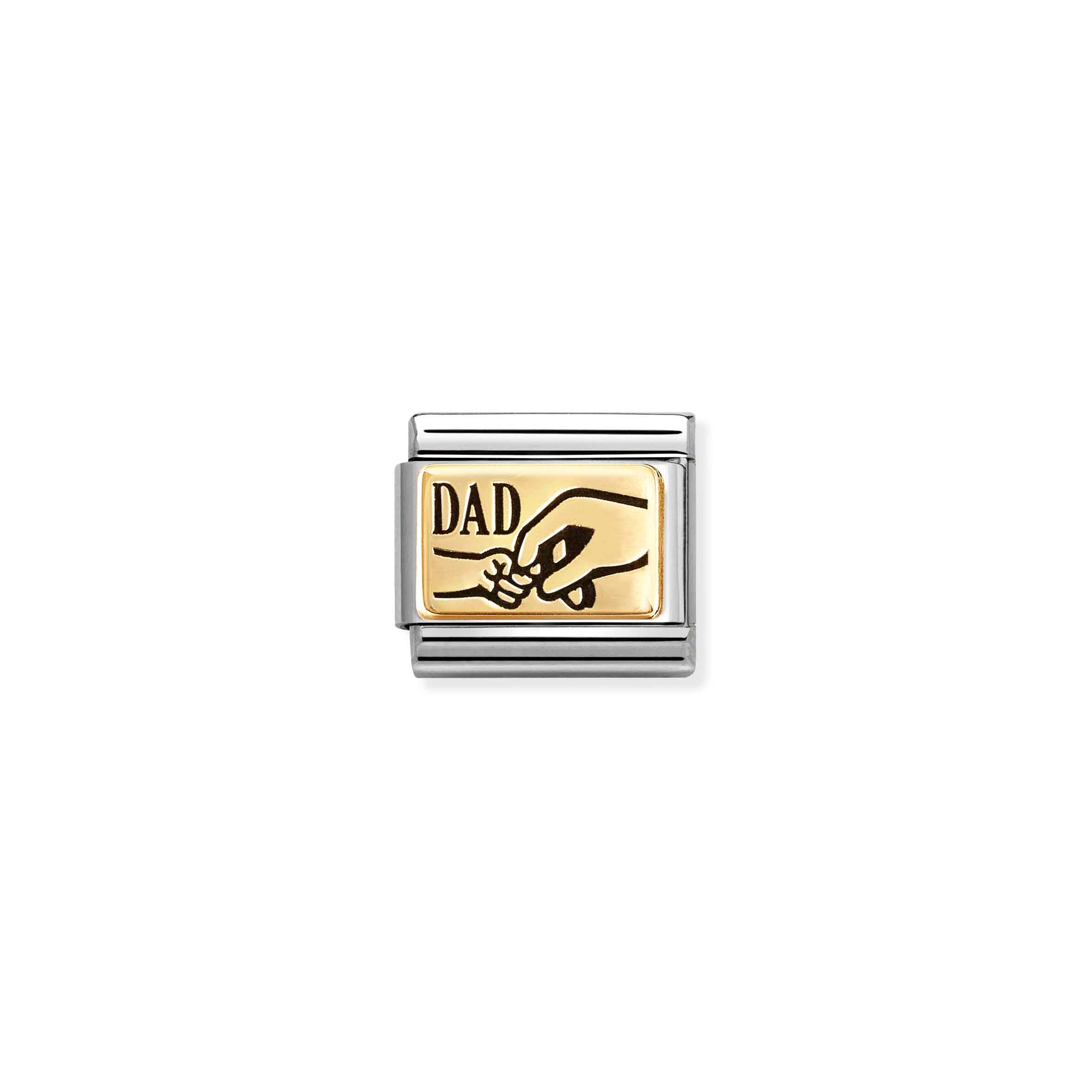 COMPOSABLE CLASSIC LINK 030166/37 DAD WITH HANDS IN 18K GOLD AND ENAMEL