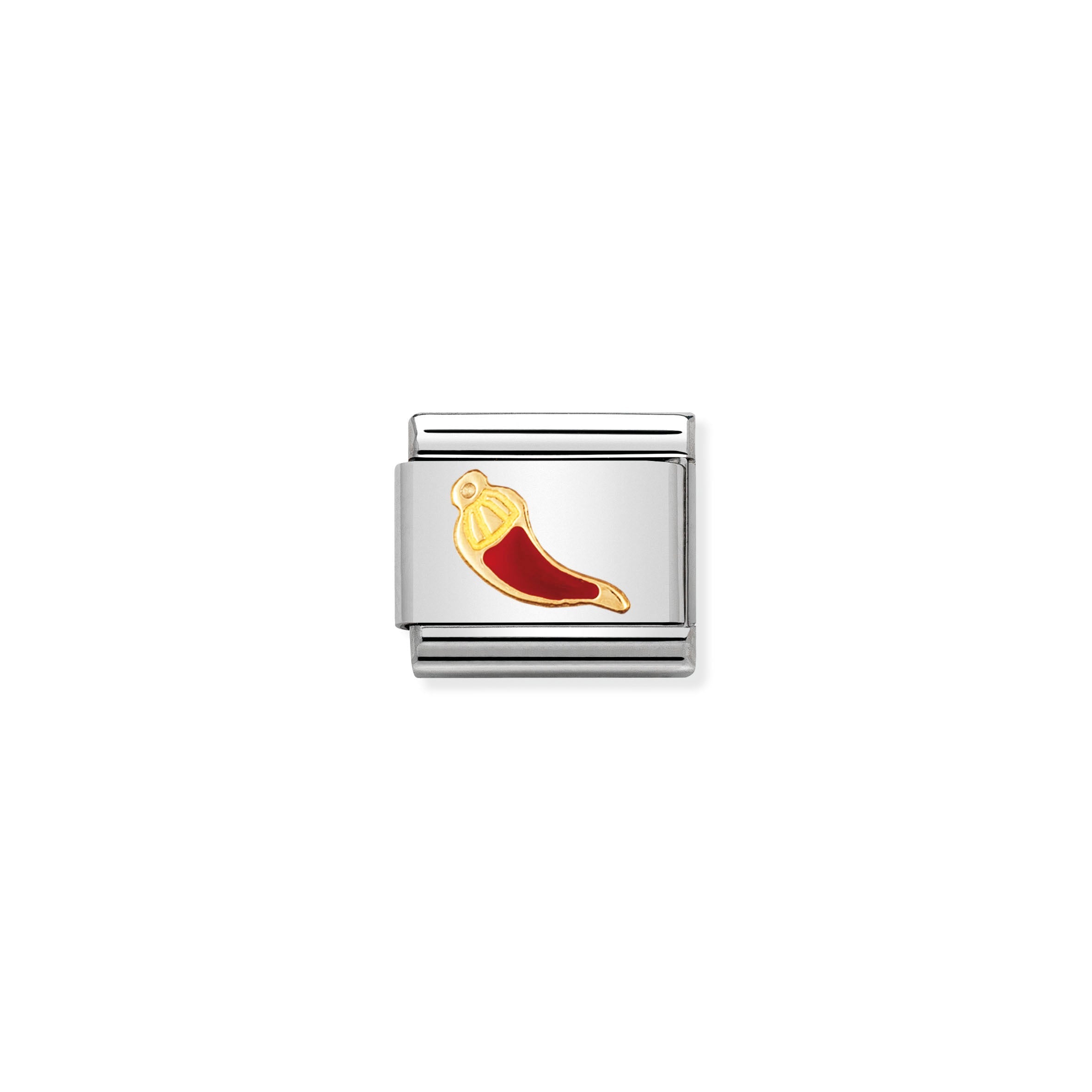 COMPOSABLE CLASSIC LINK 030205/24 RED HORN IN 18K GOLD & ENAMEL