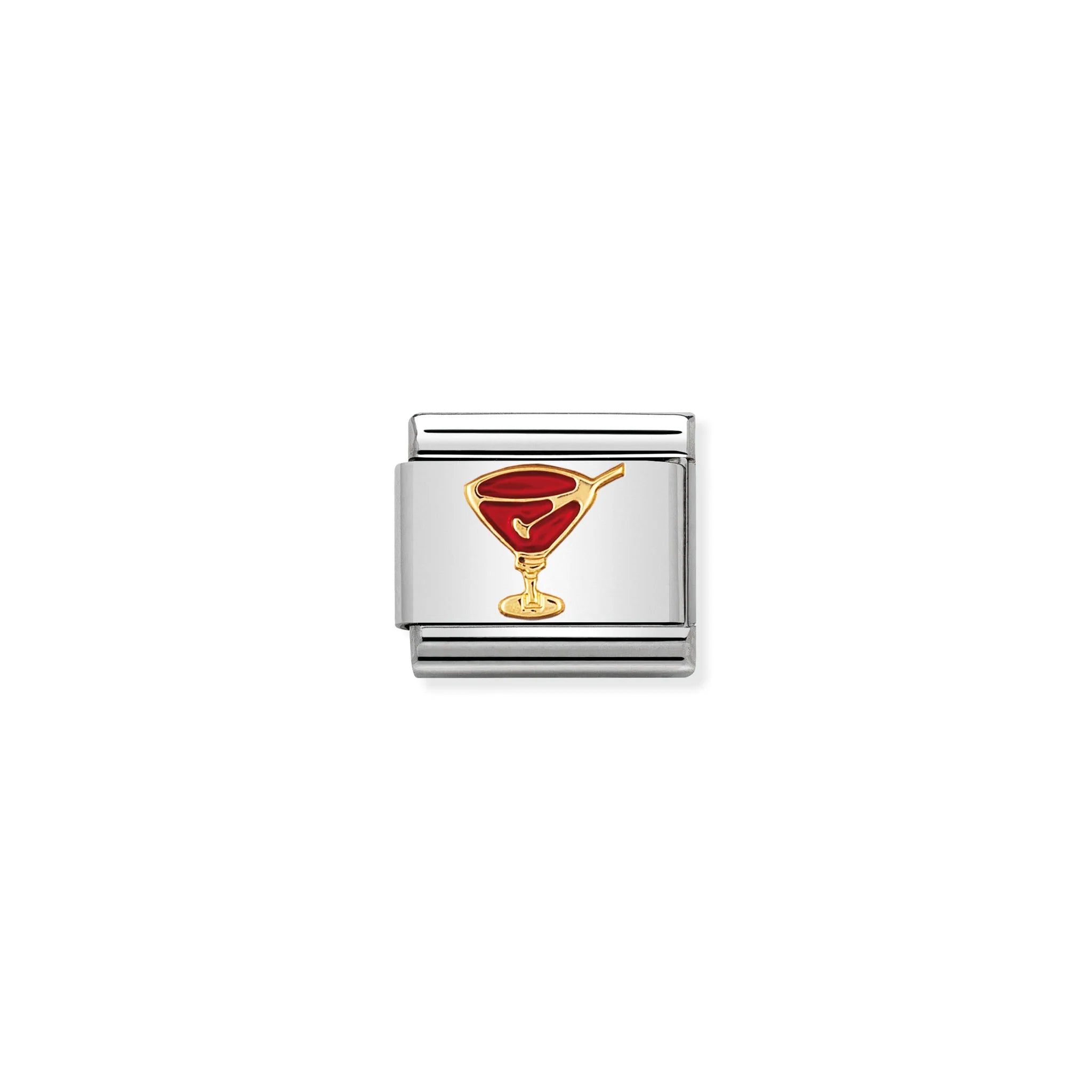 COMPOSABLE CLASSIC LINK 030209/29 RED COCKTAIL GLASS IN 18K GOLD AND ENAMEL
