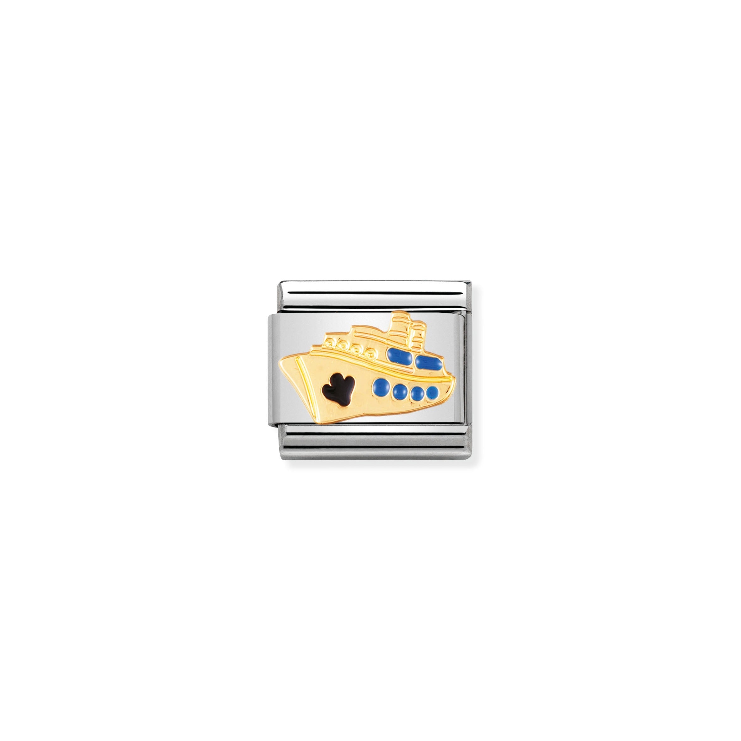 COMPOSABLE CLASSIC LINK 030210/12 CRUISE SHIP IN 18K GOLD AND ENAMEL