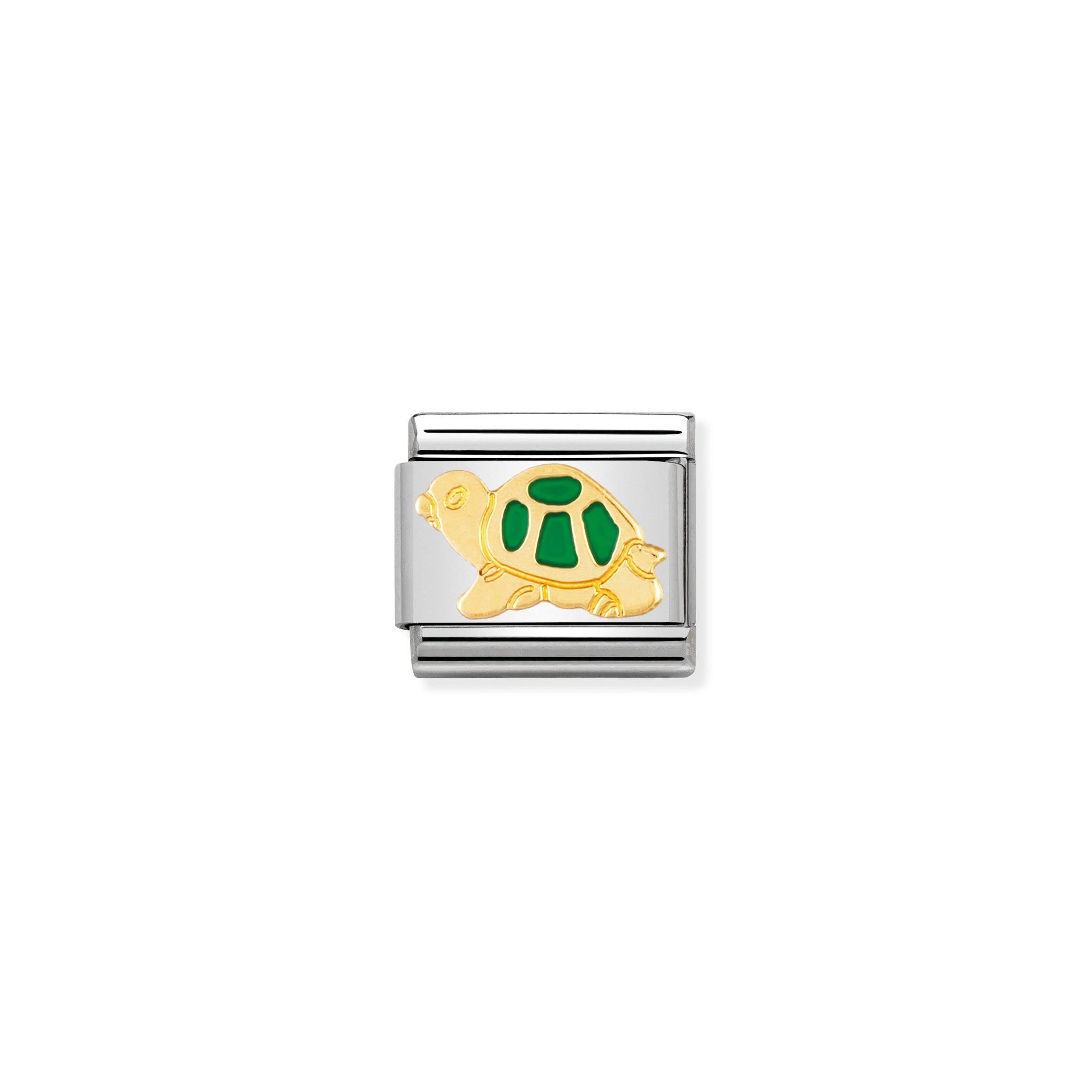 COMPOSABLE CLASSIC LINK 030212/12 GREEN TORTOISE IN 18K GOLD AND ENAMEL