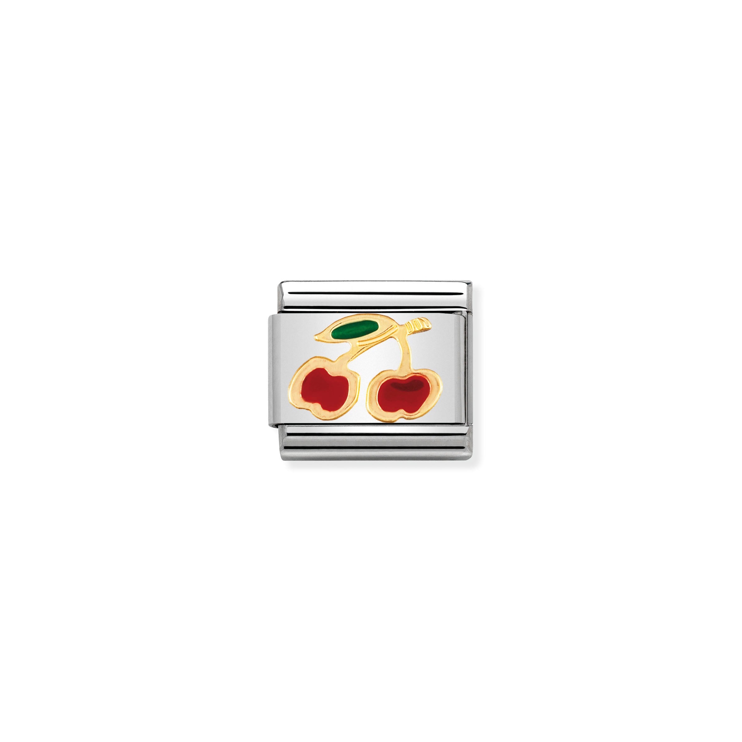 COMPOSABLE CLASSIC LINK 030215/05 CHERRIES IN 18K GOLD AND ENAMEL
