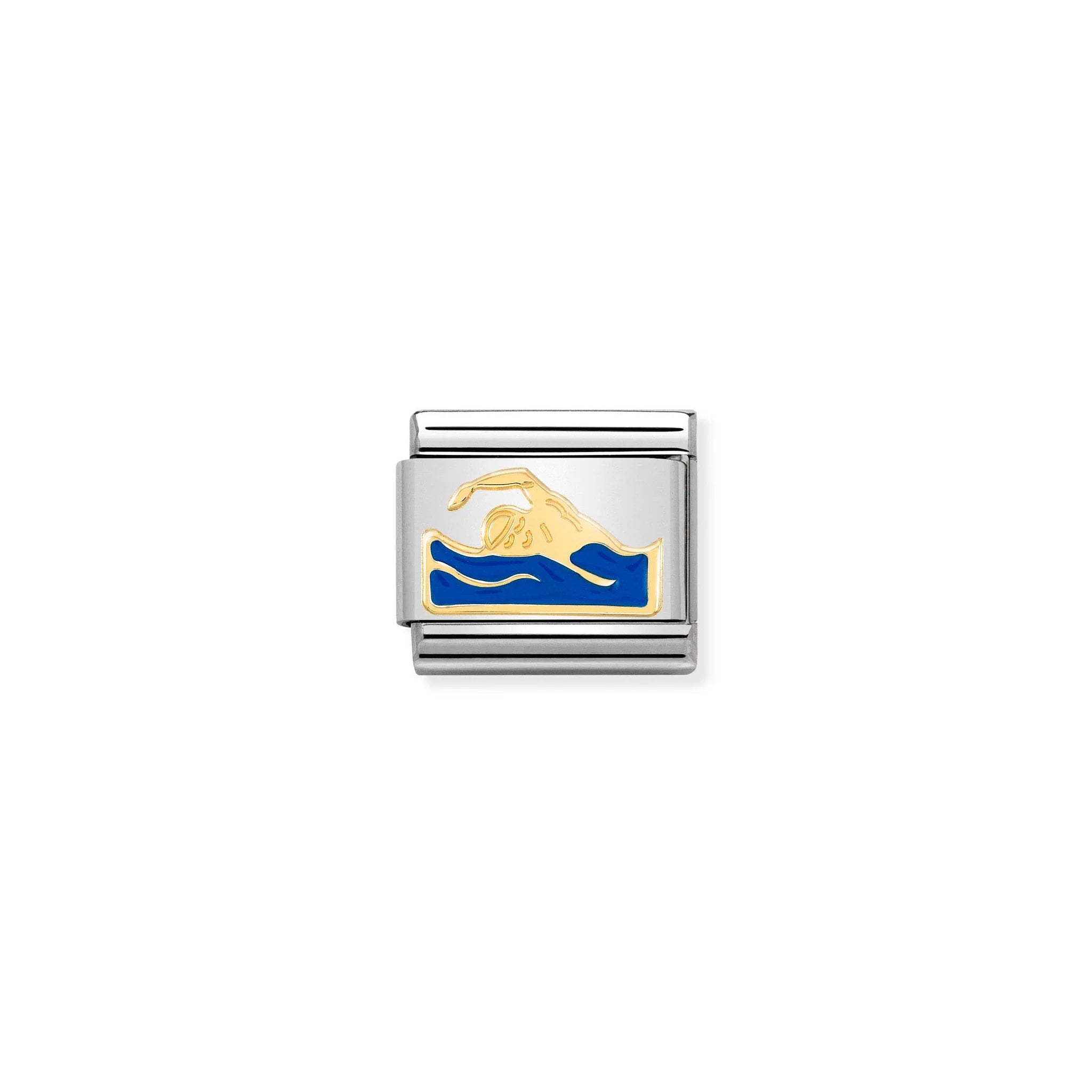 COMPOSABLE CLASSIC LINK 030259/18 SWIMMER IN 18K GOLD AND ENAMEL