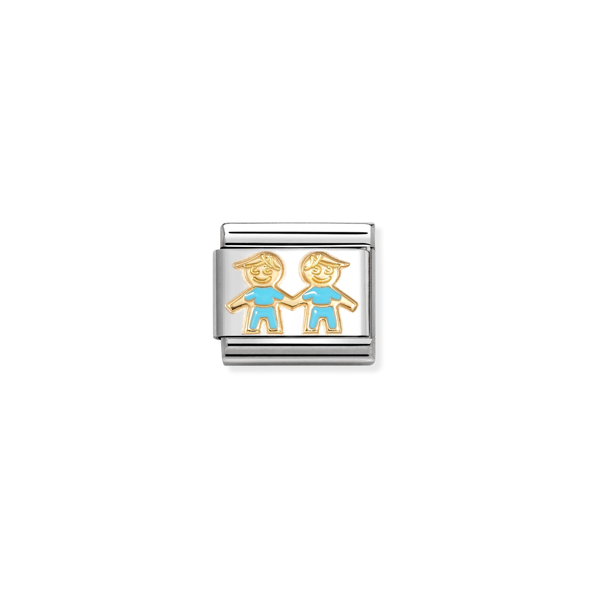 Composable Classic Link 030272/90 BLUE brothers s/steel, enamel & 18K Gold