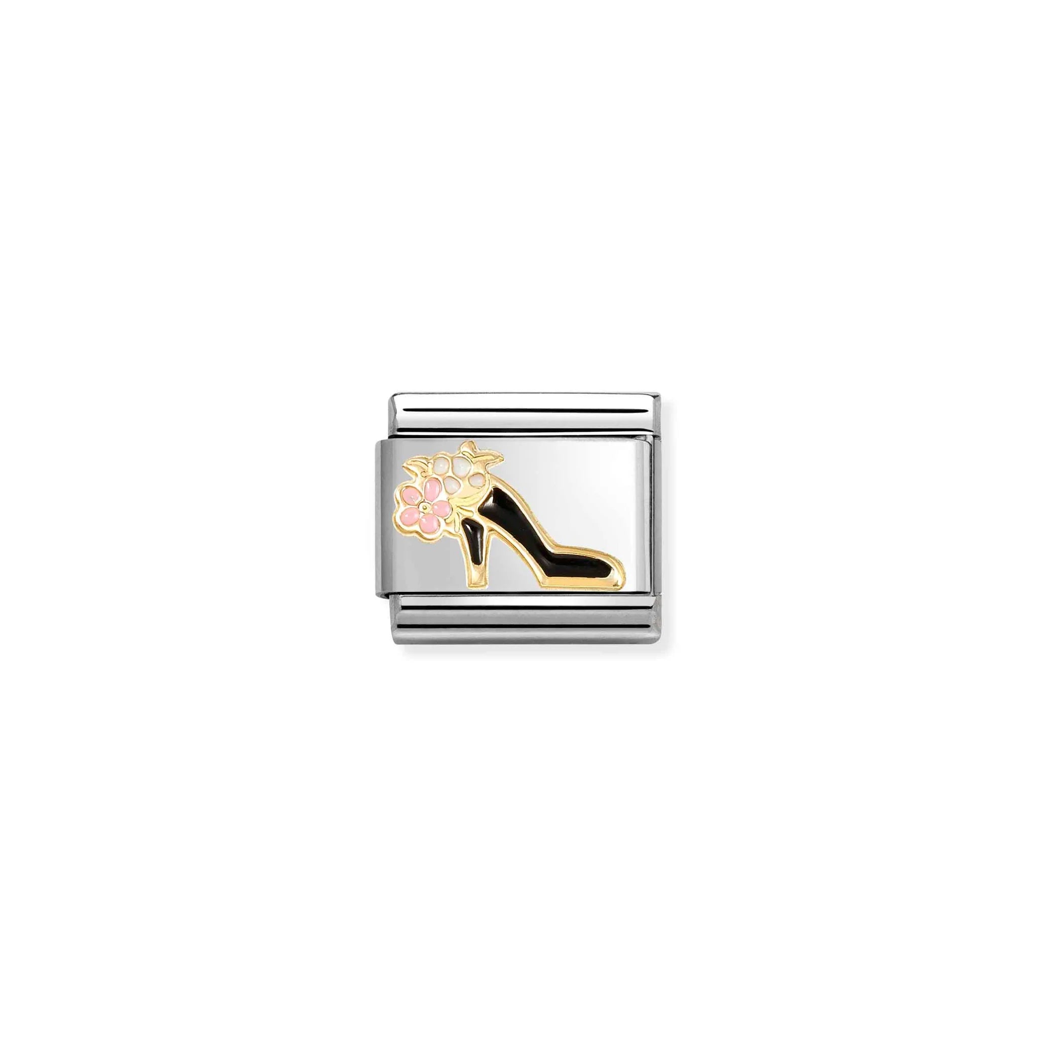 COMPOSABLE CLASSIC LINK 030272/95 HIGH HEEL SHOE BLACK IN 18K GOLD & ENAMEL