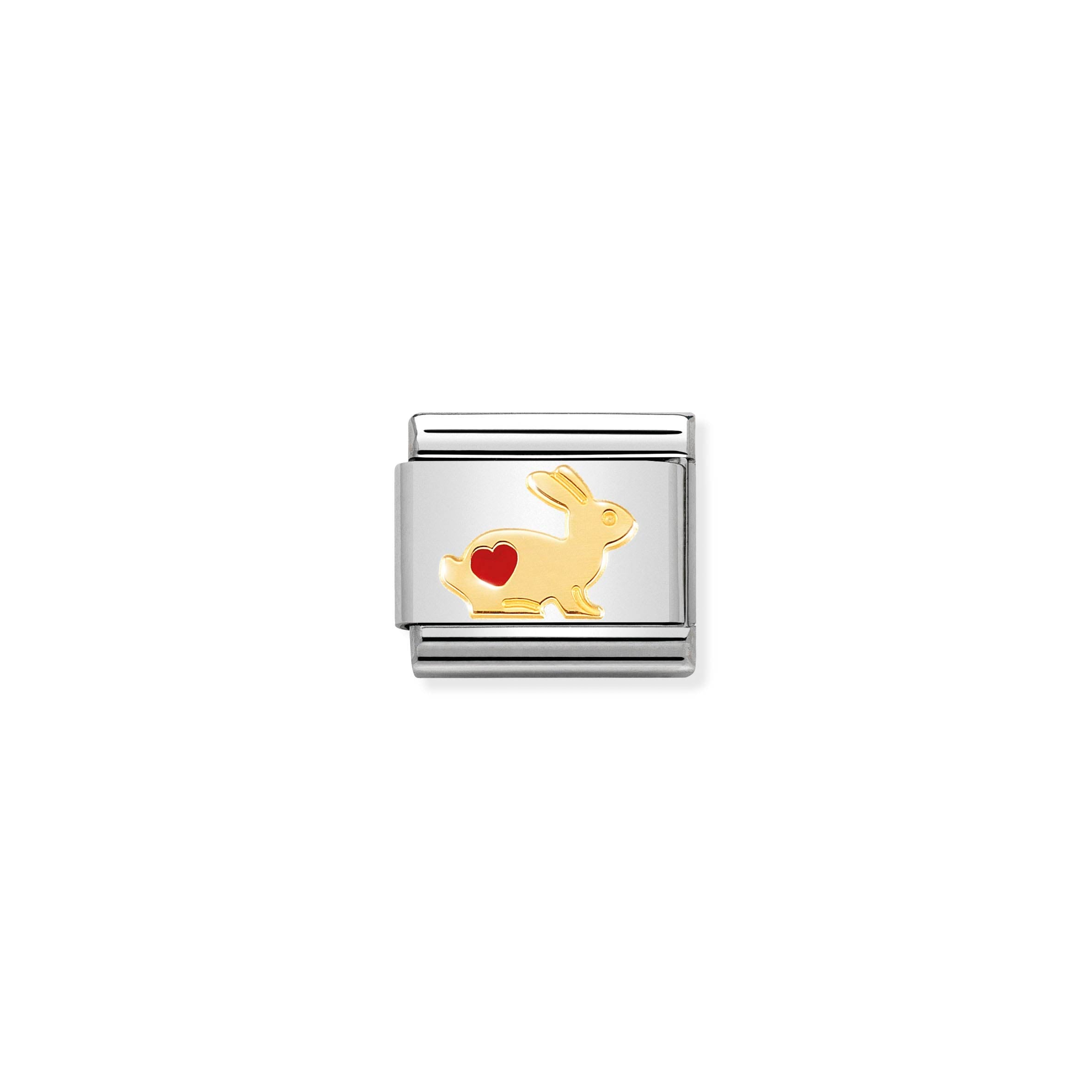 COMPOSABLE CLASSIC LINK 030272/46 RABBIT WITH HEART 18K GOLD AND ENAMEL