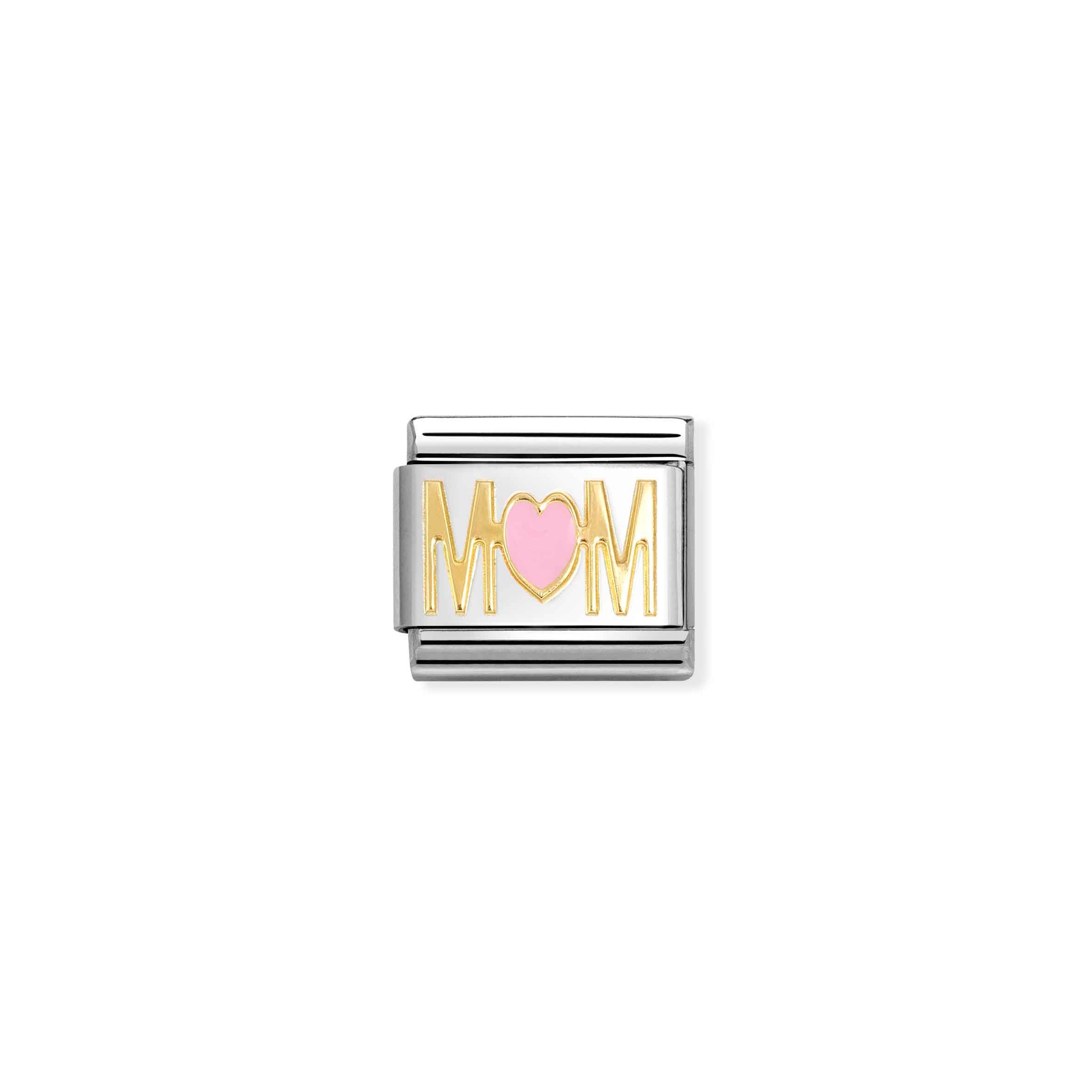COMPOSABLE CLASSIC LINK 030272/84 MUM PINK HEART IN 18K GOLD AND ENAMEL