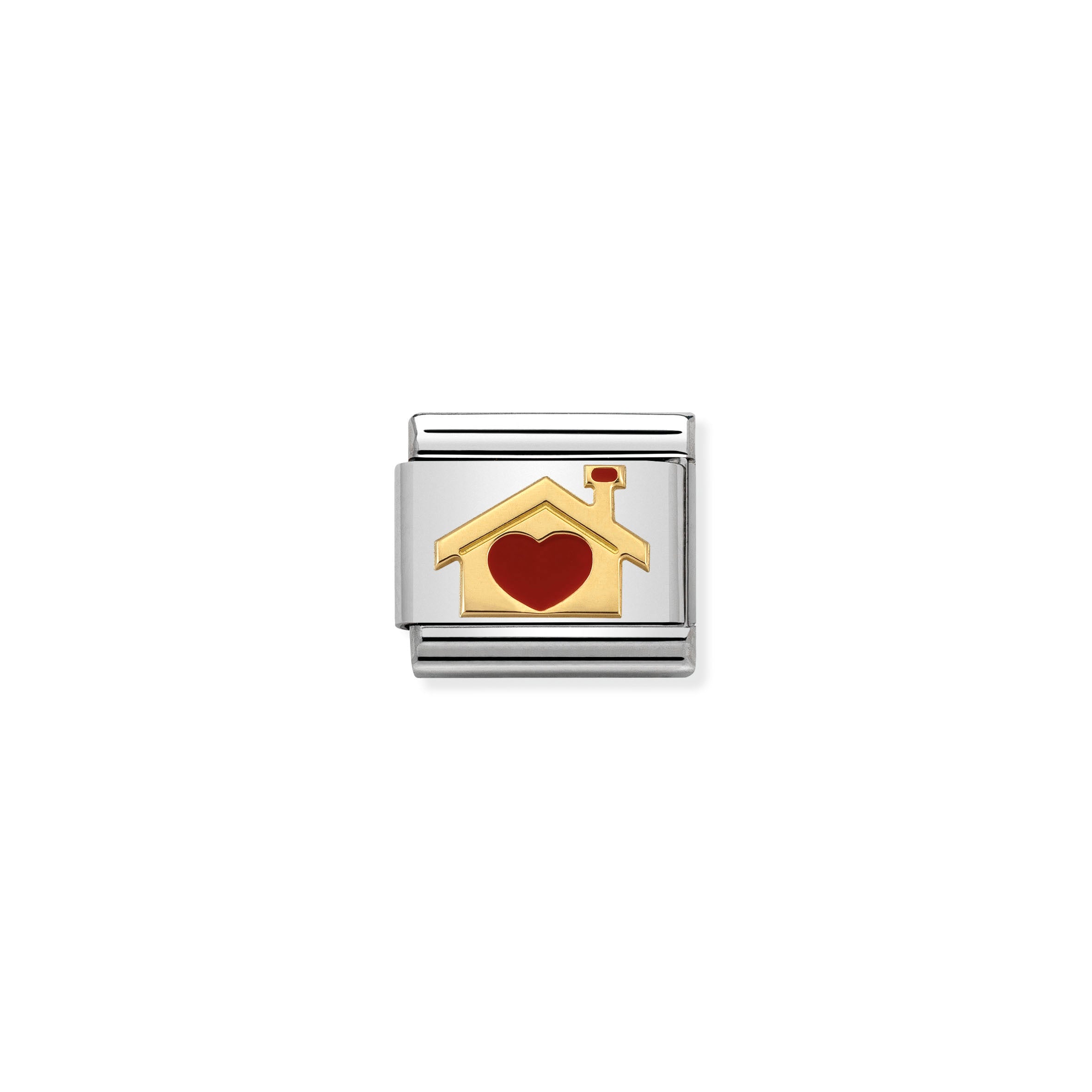 COMPOSABLE CLASSIC LINK 030283/07 HOME WITH HEART 18K GOLD AND ENAMEL