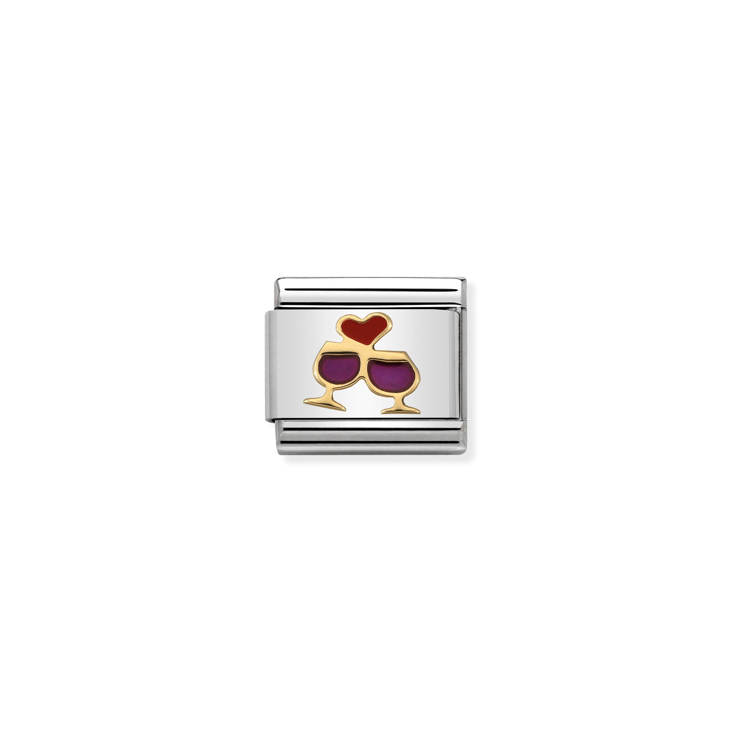 COMPOSABLE CLASSIC LINK 030283/08 GLASSES WITH HEART 18K GOLD AND ENAMEL