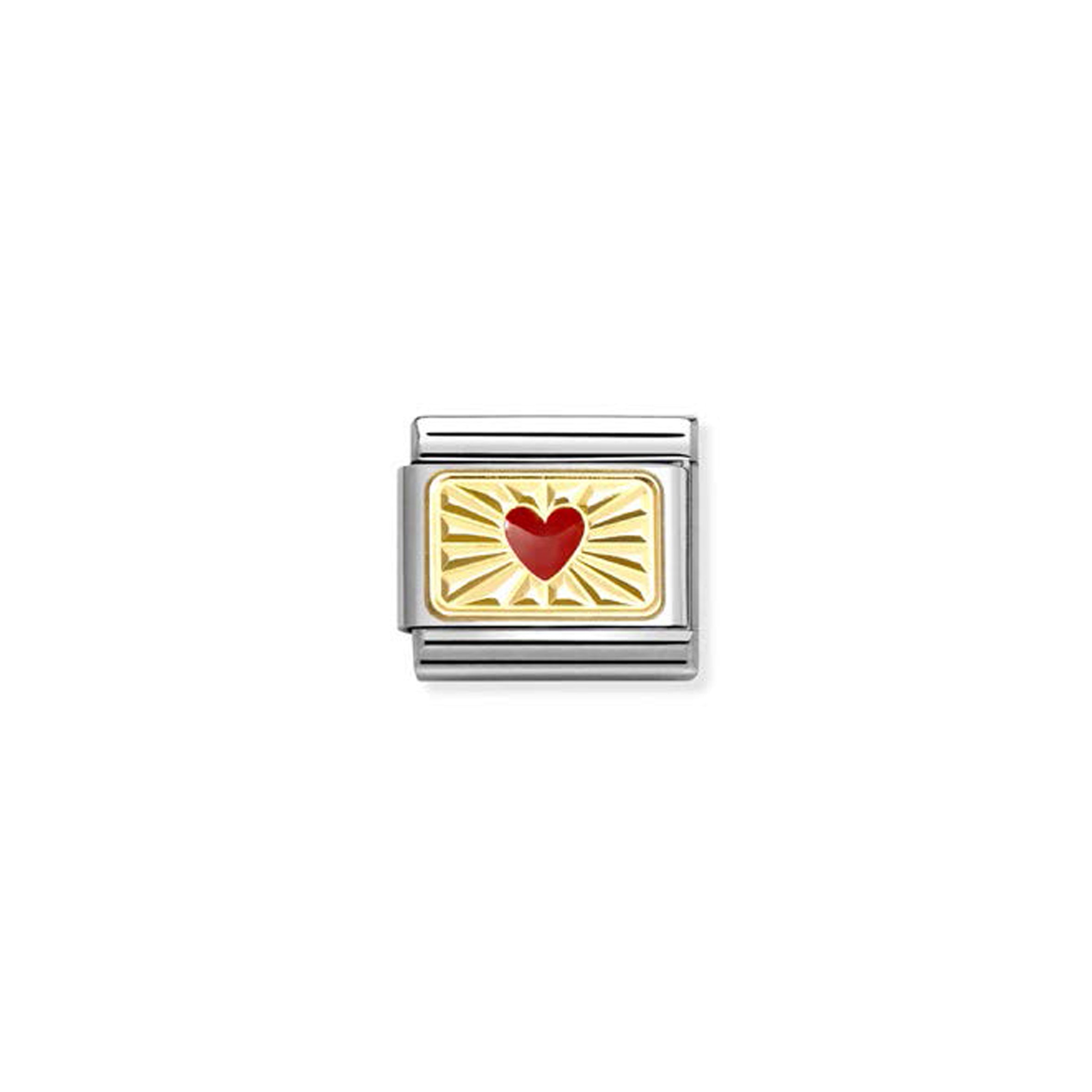 COMPOSABLE CLASSIC LINK 030284/58 RED HEART WITH ETCHED DETAIL IN GOLD