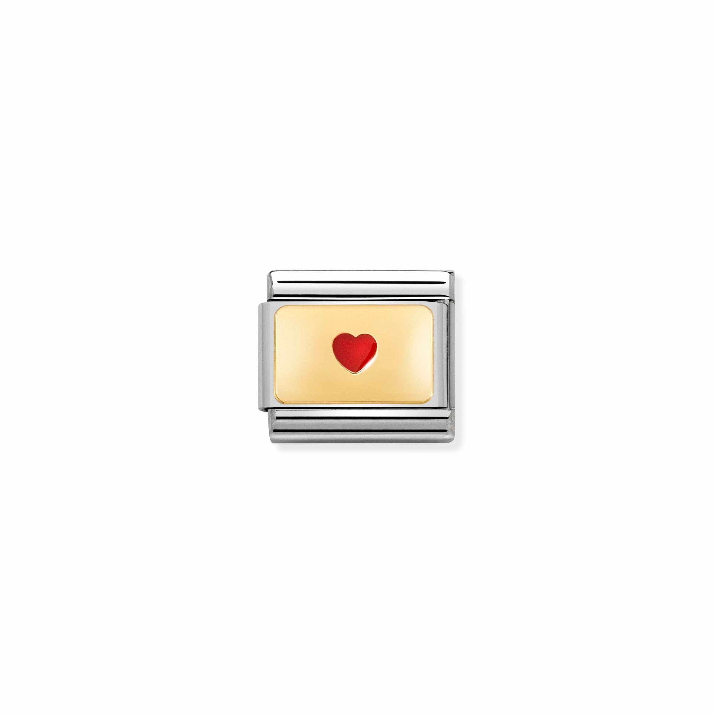 COMPOSABLE CLASSIC LINK 030284/50 SMALL HEART IN GOLD & RED ENAMEL