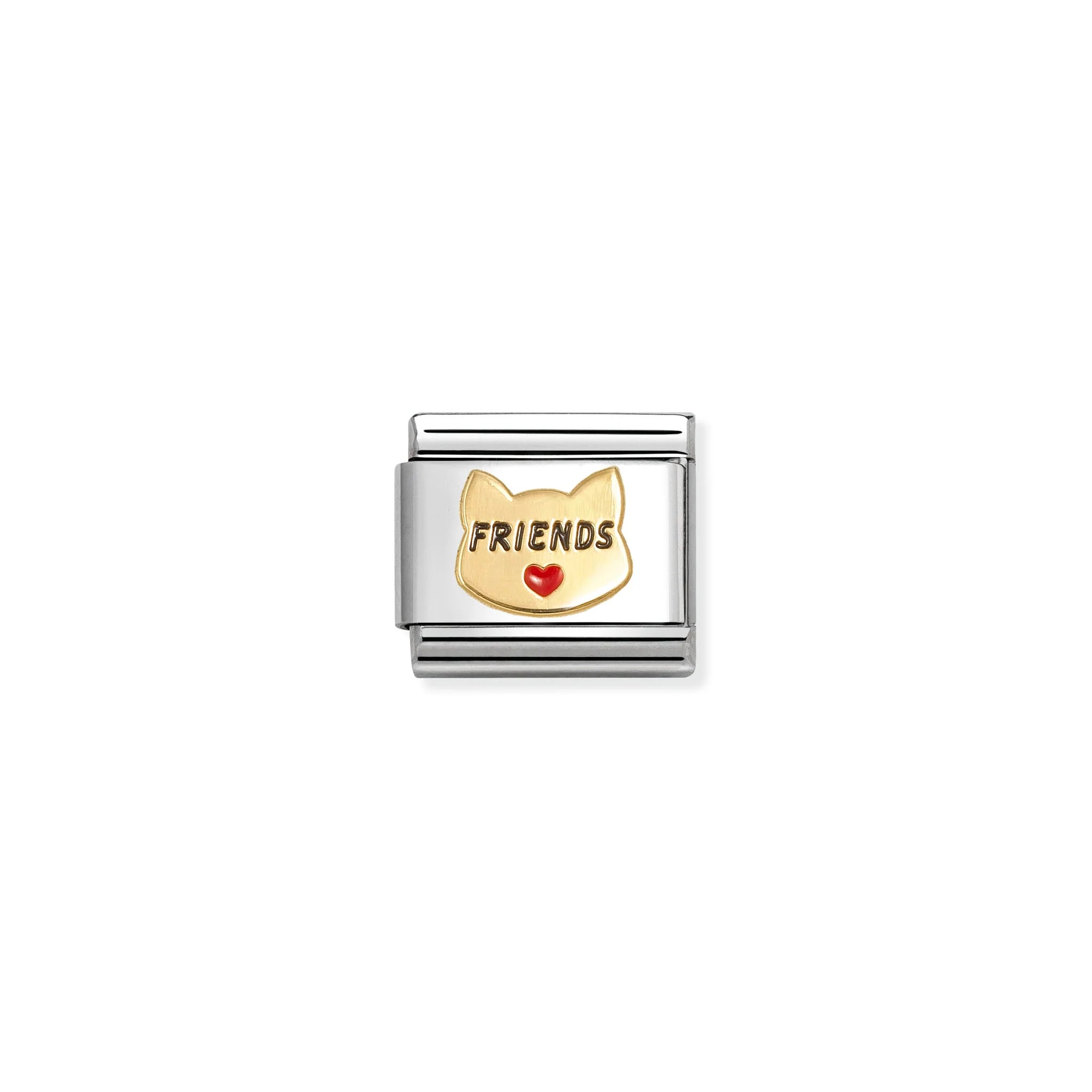COMPOSABLE CLASSIC LINK 030285/68 FRIENDS CAT IN 18K GOLD & ENAMEL