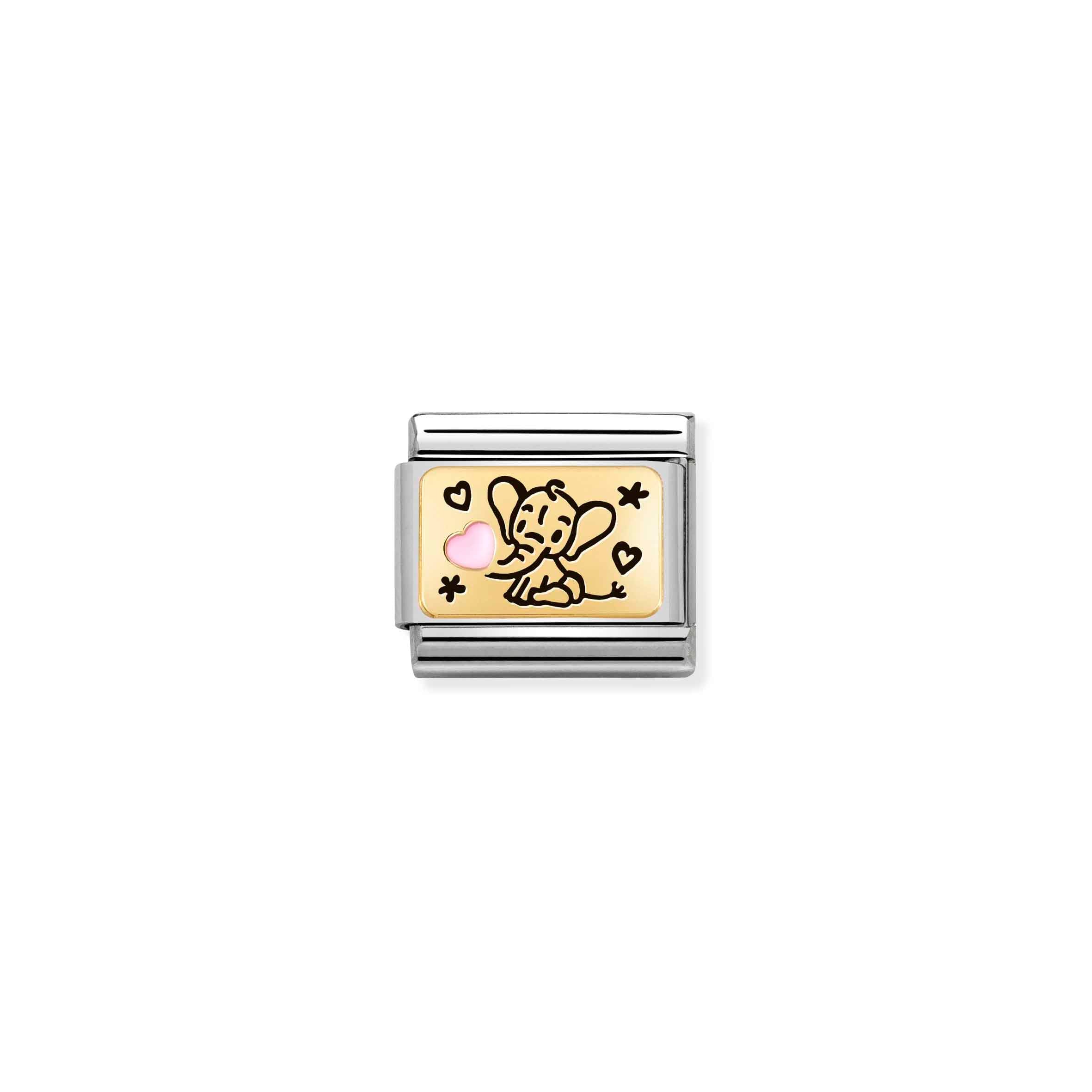 COMPOSABLE CLASSIC LINK 030289/03 PINK ELEPHANT IN 18K GOLD & ENAMEL