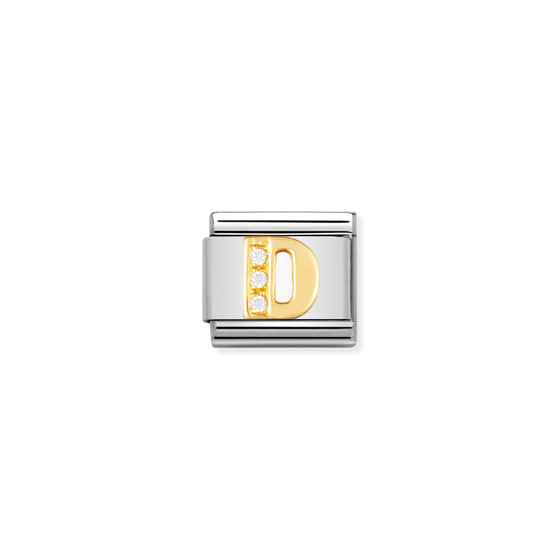 COMPOSABLE CLASSIC LINK 030301/04 LETTER D IN 18K GOLD AND CZ
