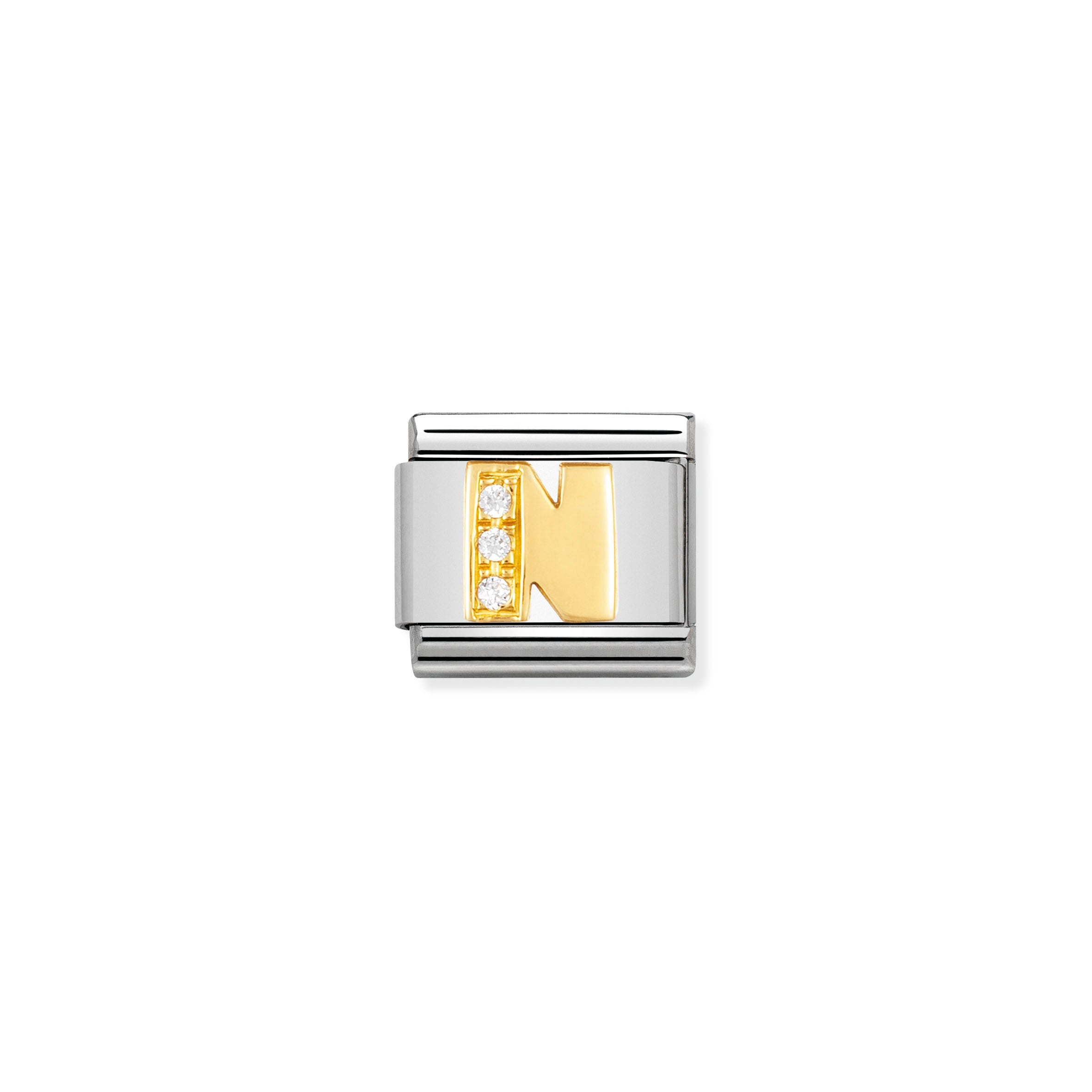 COMPOSABLE CLASSIC LINK 030301/14 LETTER N IN 18K GOLD AND CZ