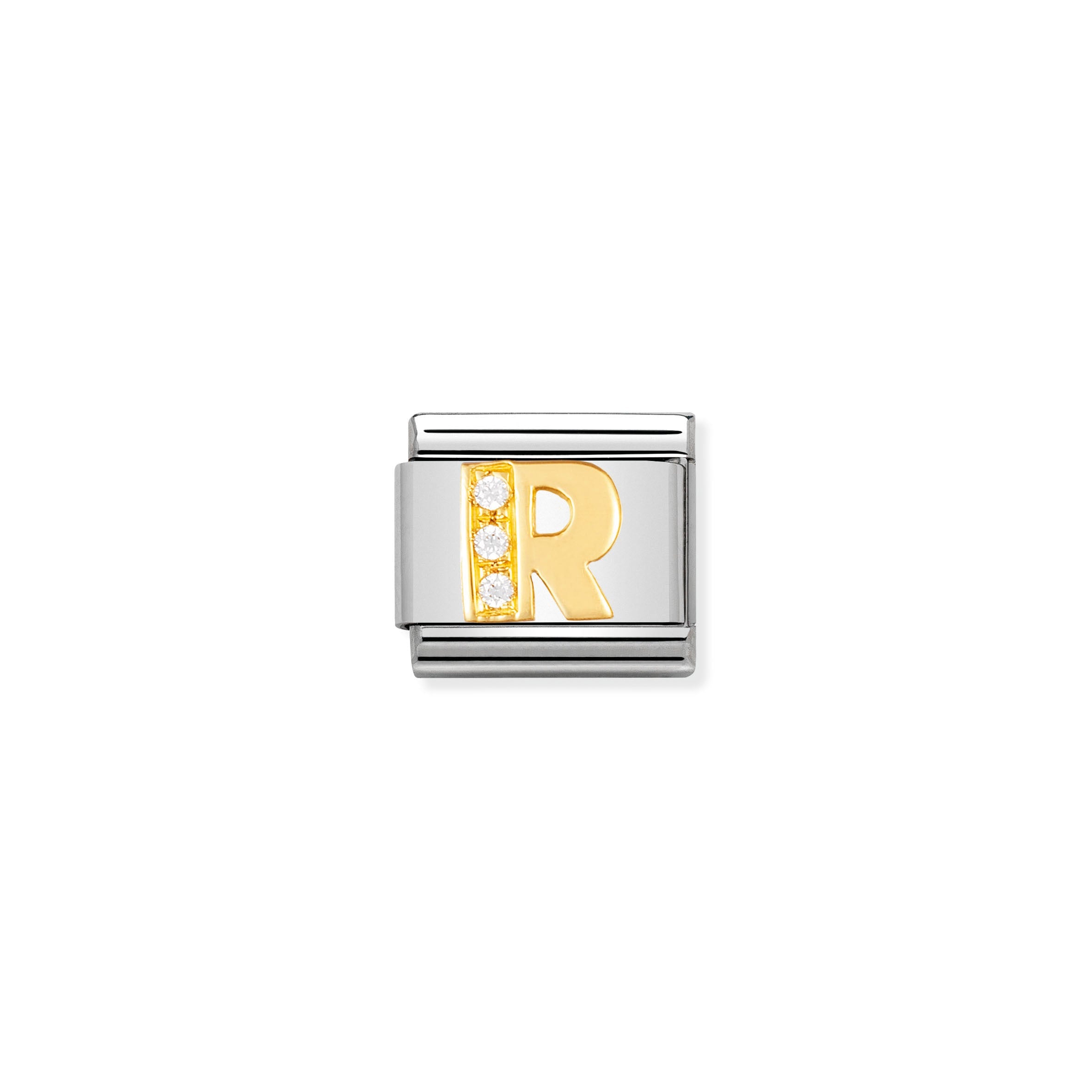 COMPOSABLE CLASSIC LINK 030301/18 LETTER R IN 18K GOLD AND CZ
