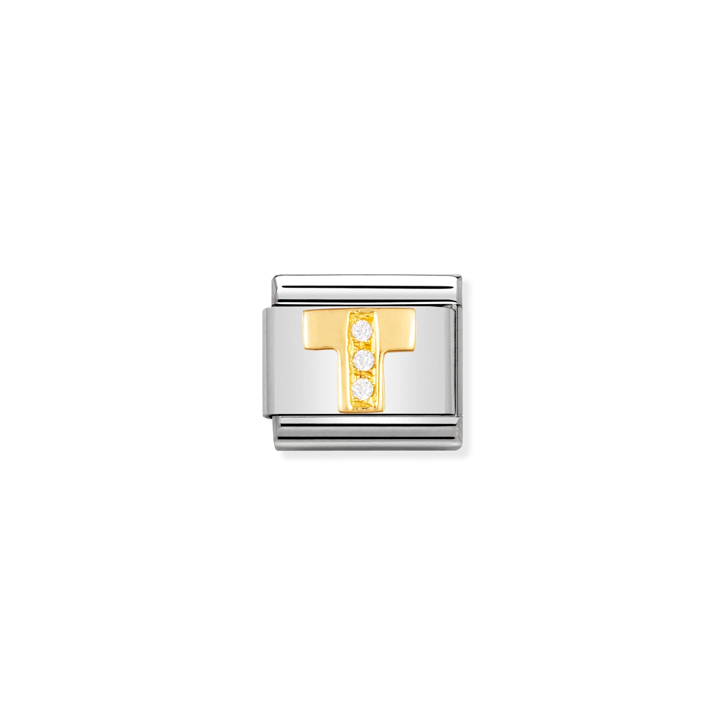 COMPOSABLE CLASSIC LINK 030301/20 LETTER T IN 18K GOLD AND CZ