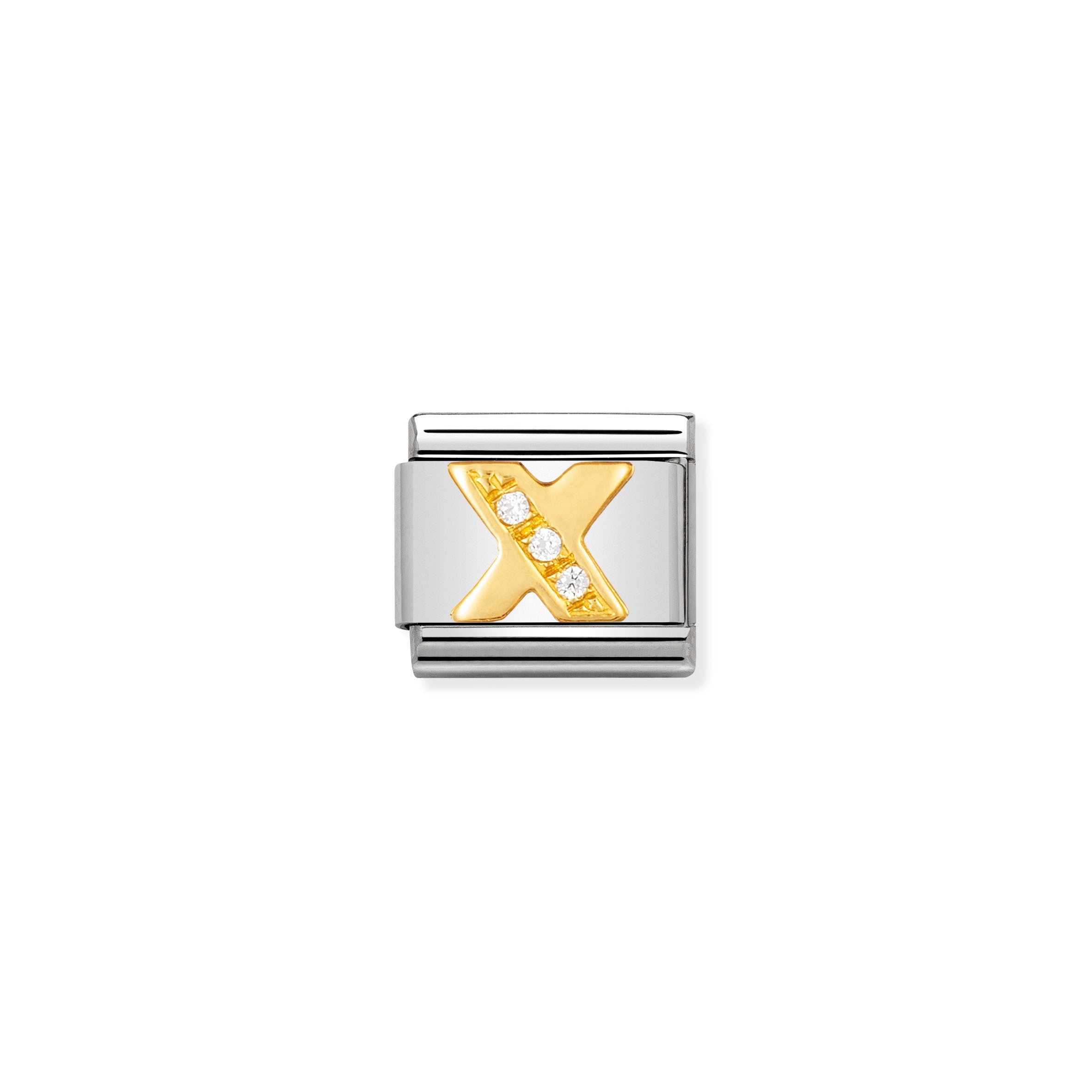 COMPOSABLE CLASSIC LINK 030301/24 LETTER X IN 18K GOLD AND CZ