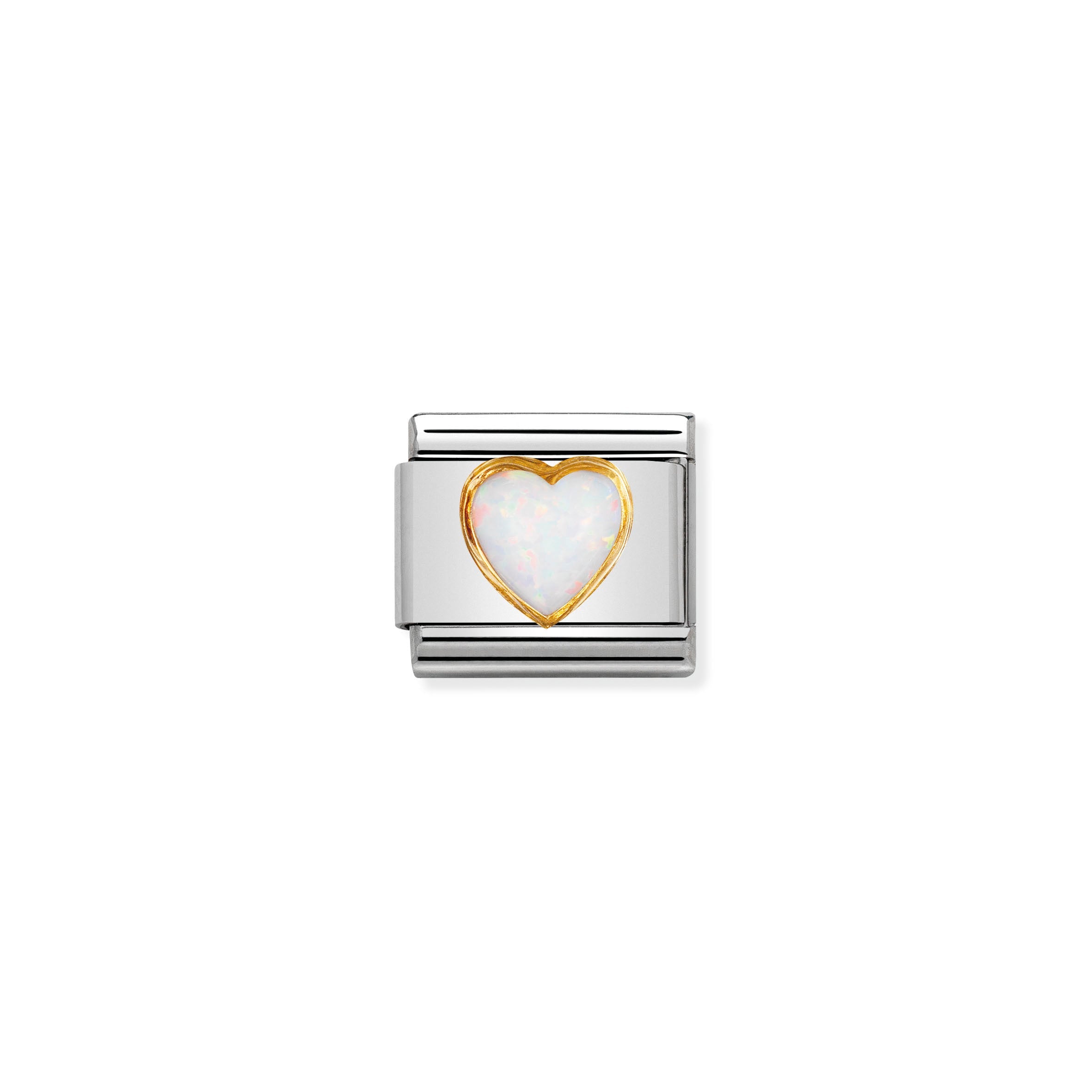 COMPOSABLE CLASSIC LINK 030501/07 HEART WITH WHITE OPAL IN 18K GOLD