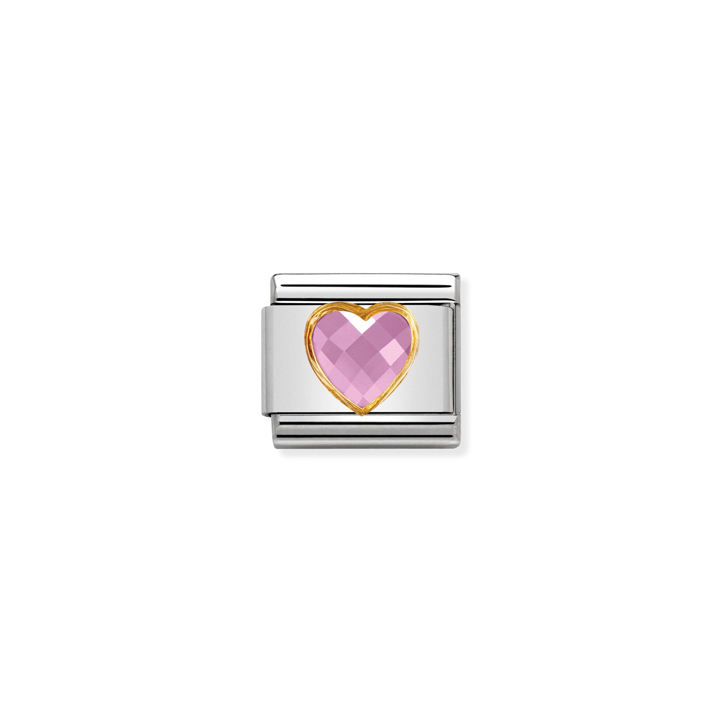 COMPOSABLE CLASSIC LINK 030610/003 PINK FACETED HEART CZ IN 18K GOLD