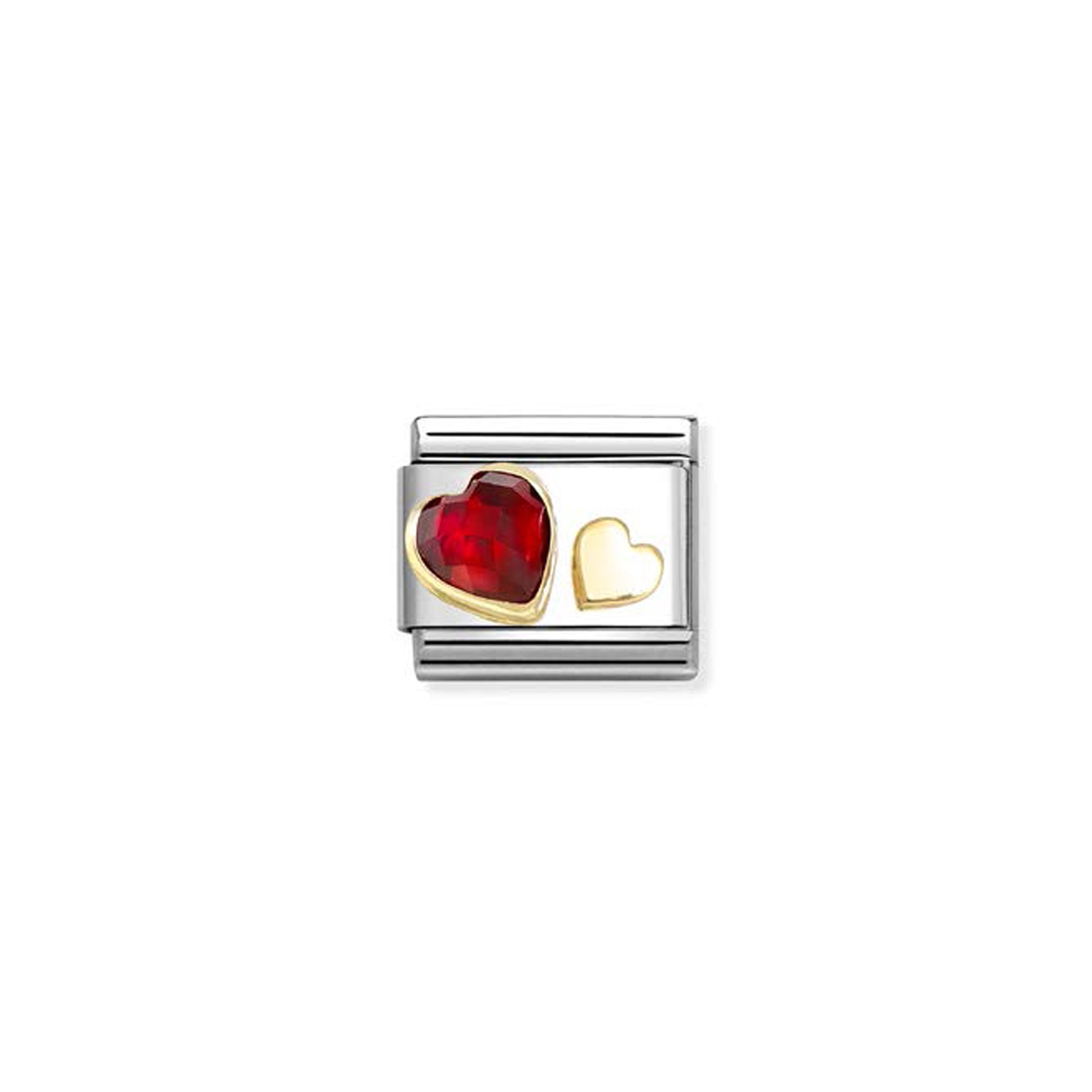 COMPOSABLE CLASSIC LINK 030613/05 RED CZ & GOLD HEARTS IN GOLD
