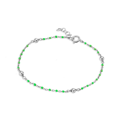 Sterling Silver Green Beaded Bracelet