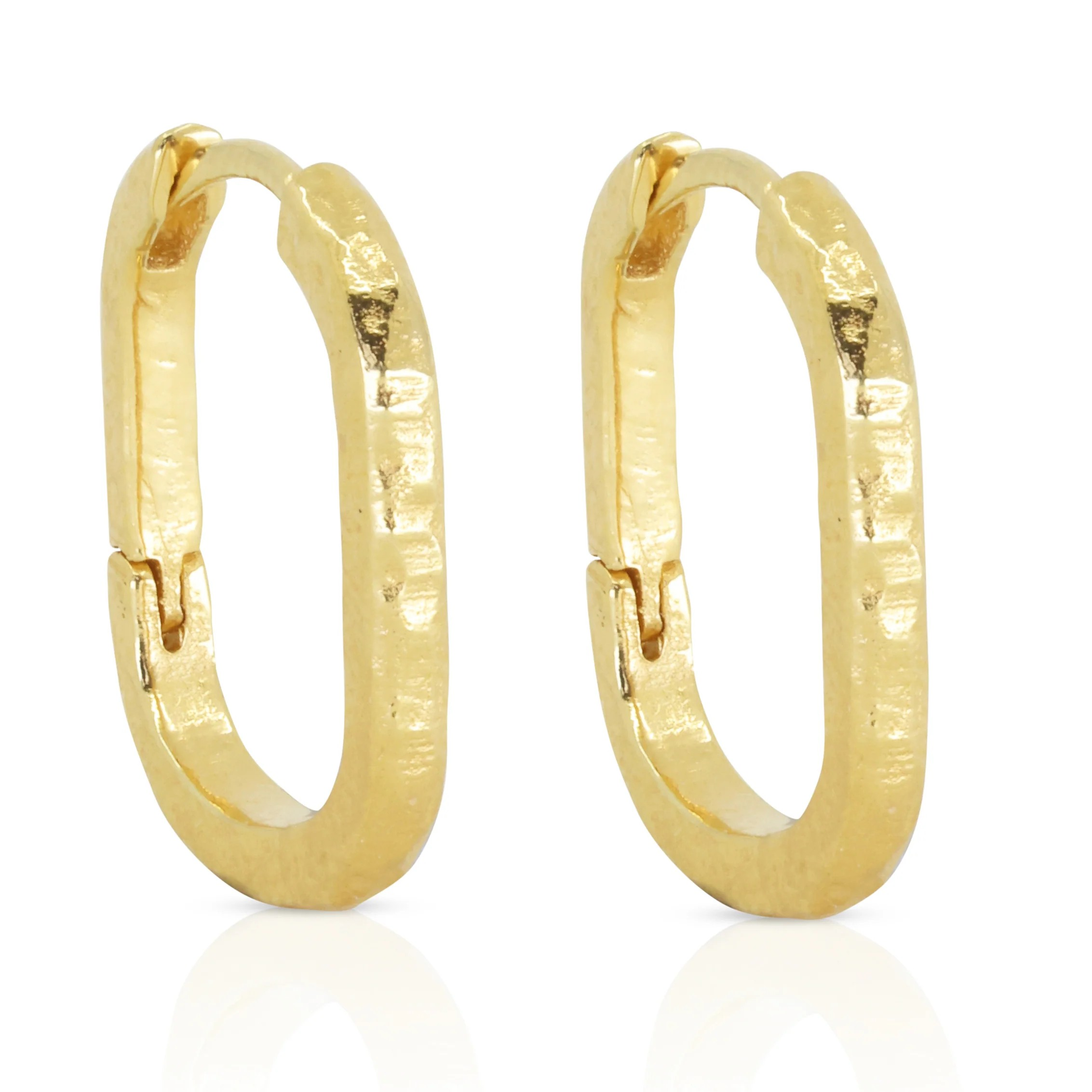Toni May Paperclip Textured Gold Huggie Earrings