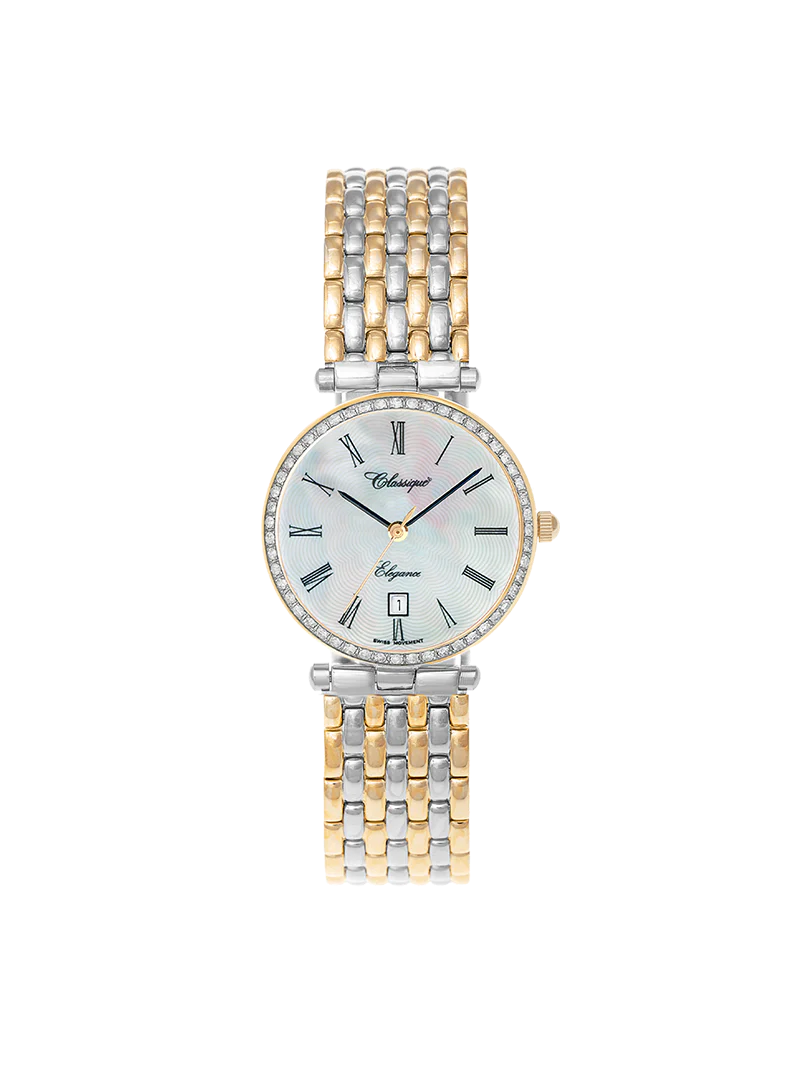 Diamond Two-Toned Gold Plated Watch