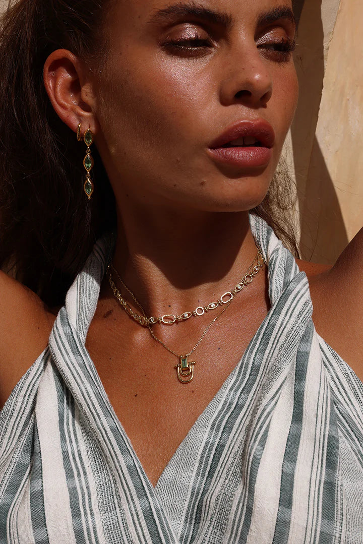 Toni May Isabella Marquise Apatite Gold Earrings