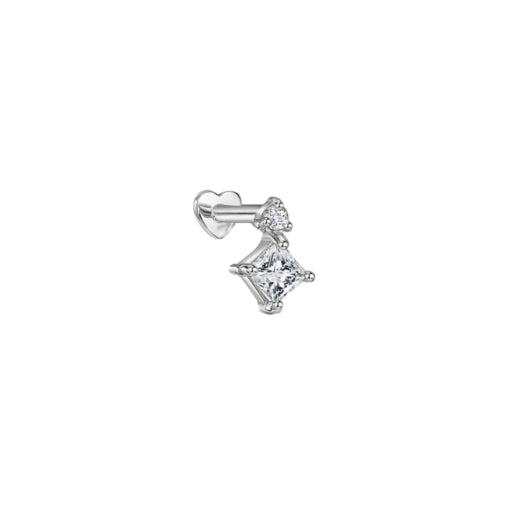 Sterling Silver Flat Back Single CZ Drop Earring
