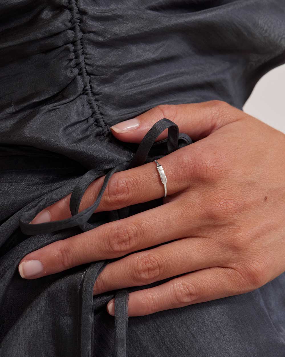 Kirstin Ash Sterling Silver Engravable Petite Bar Ring- Sterling Silver