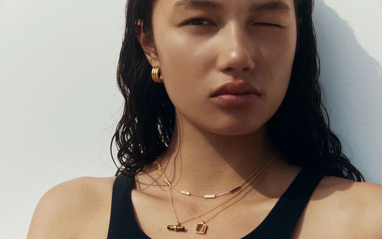 Kirstin Ash Horizon Glisten Necklace 18k Gold Plated