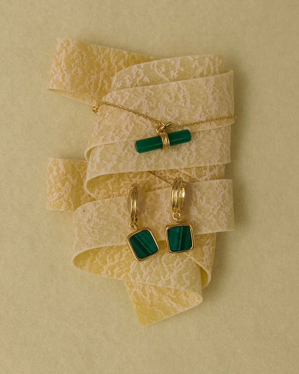 Kirstin Ash Malachite Hoops (18k Gold Plated)