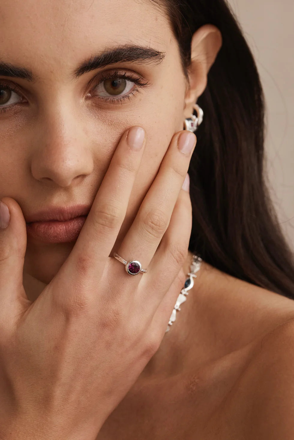Toni May Marlow Rhodolite Silver Stacker