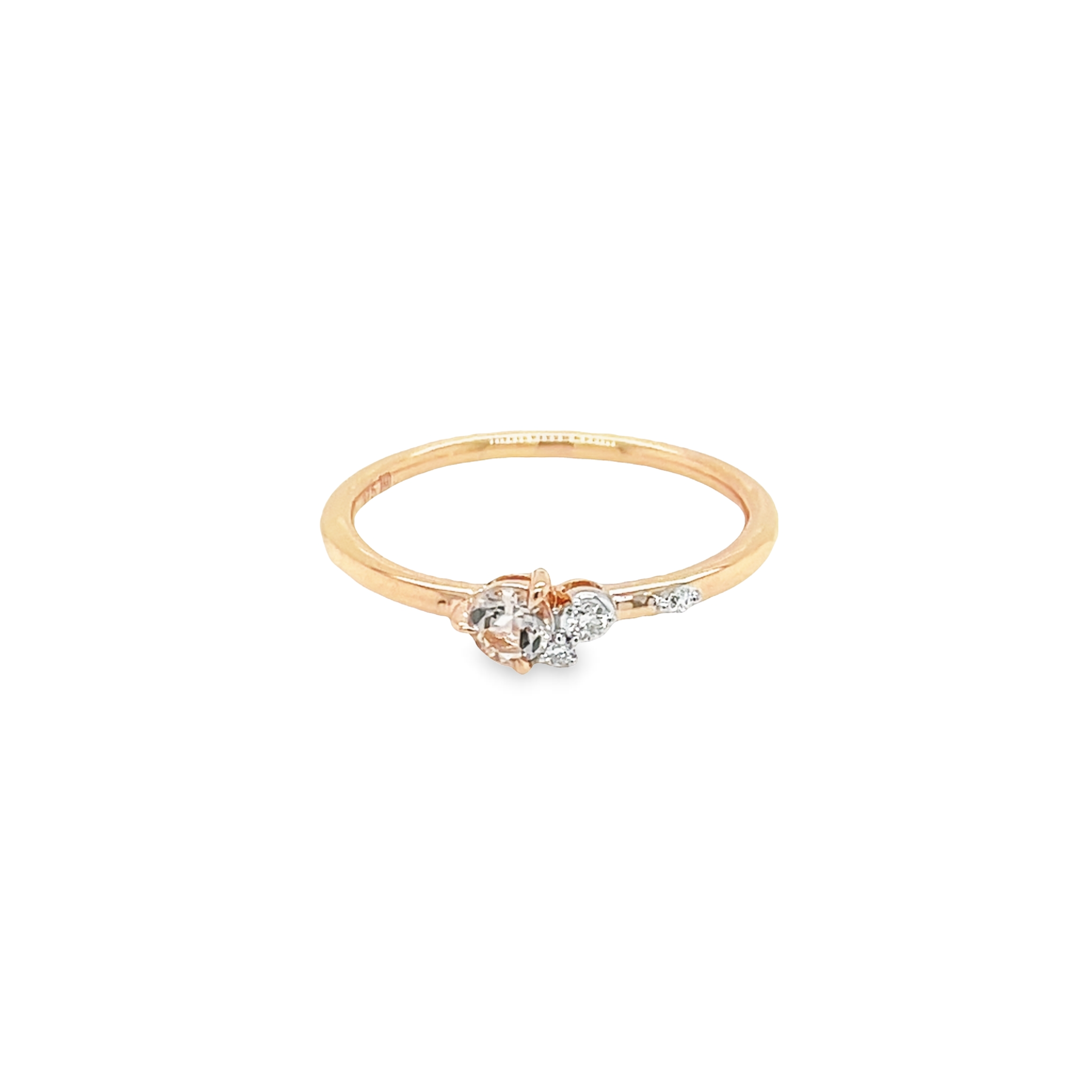 9ct Rose Gold Morganite and Diamond Petite Ring