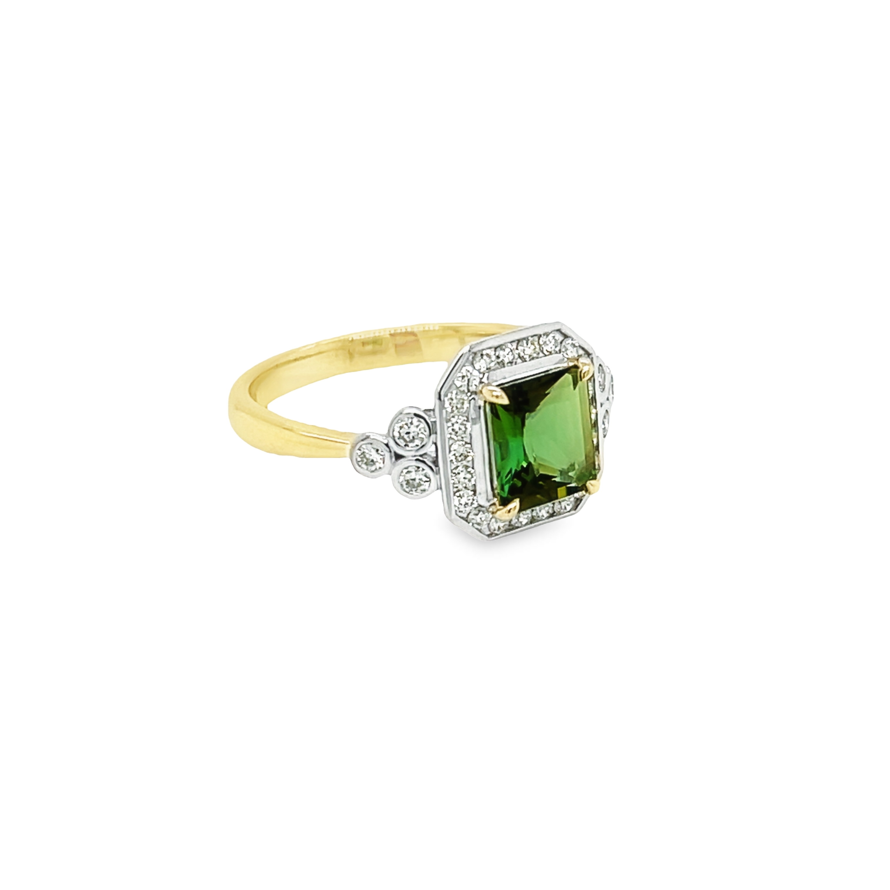 9ct Yellow Gold Tourmaline and Diamond Dress Ring