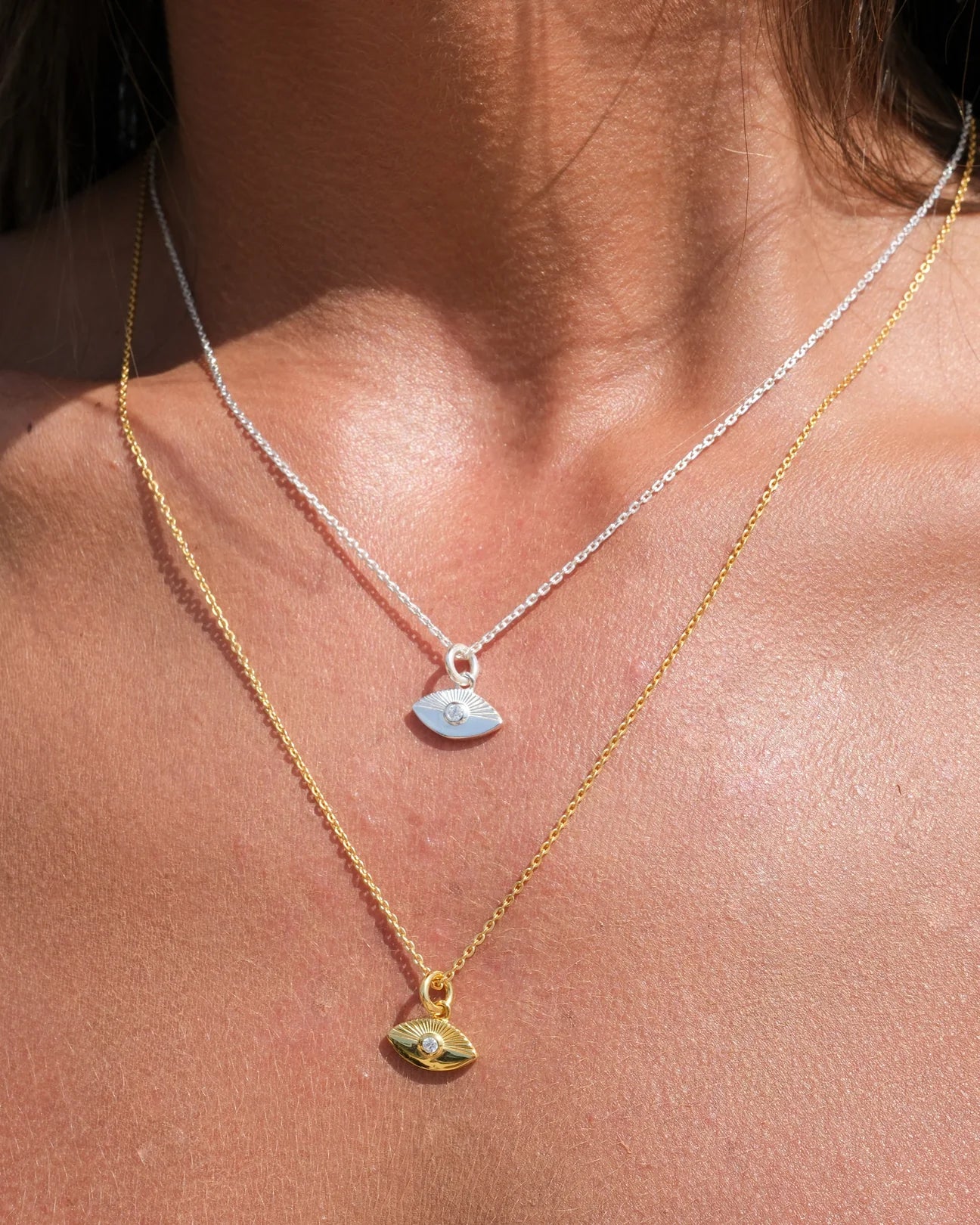 Sue Sensi Ocean Sunrise Eye Necklace - Gold
