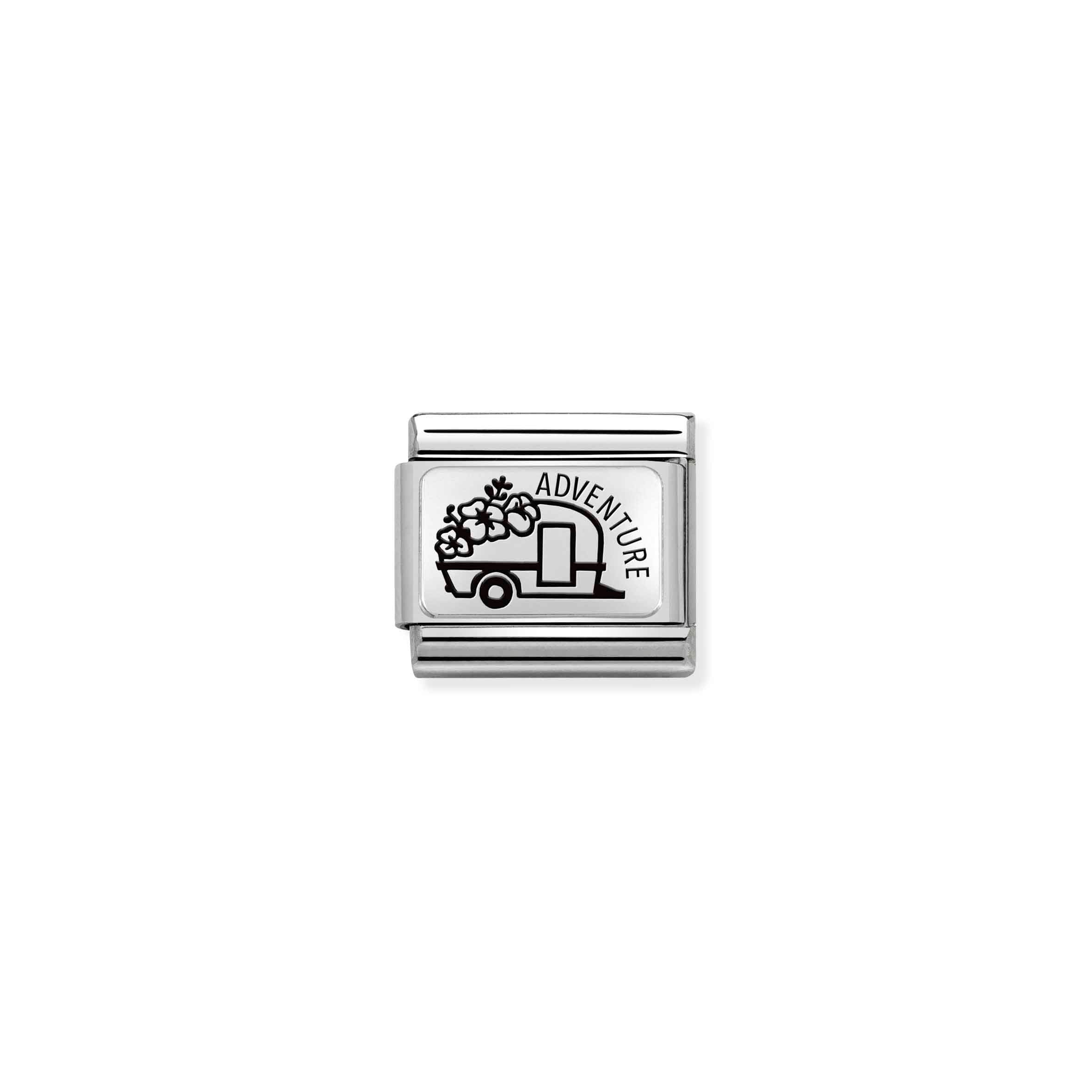 COMPOSABLE CLASSIC LINK 330111/25 CARAVAN WITH FLOWERS IN 925 SILVER