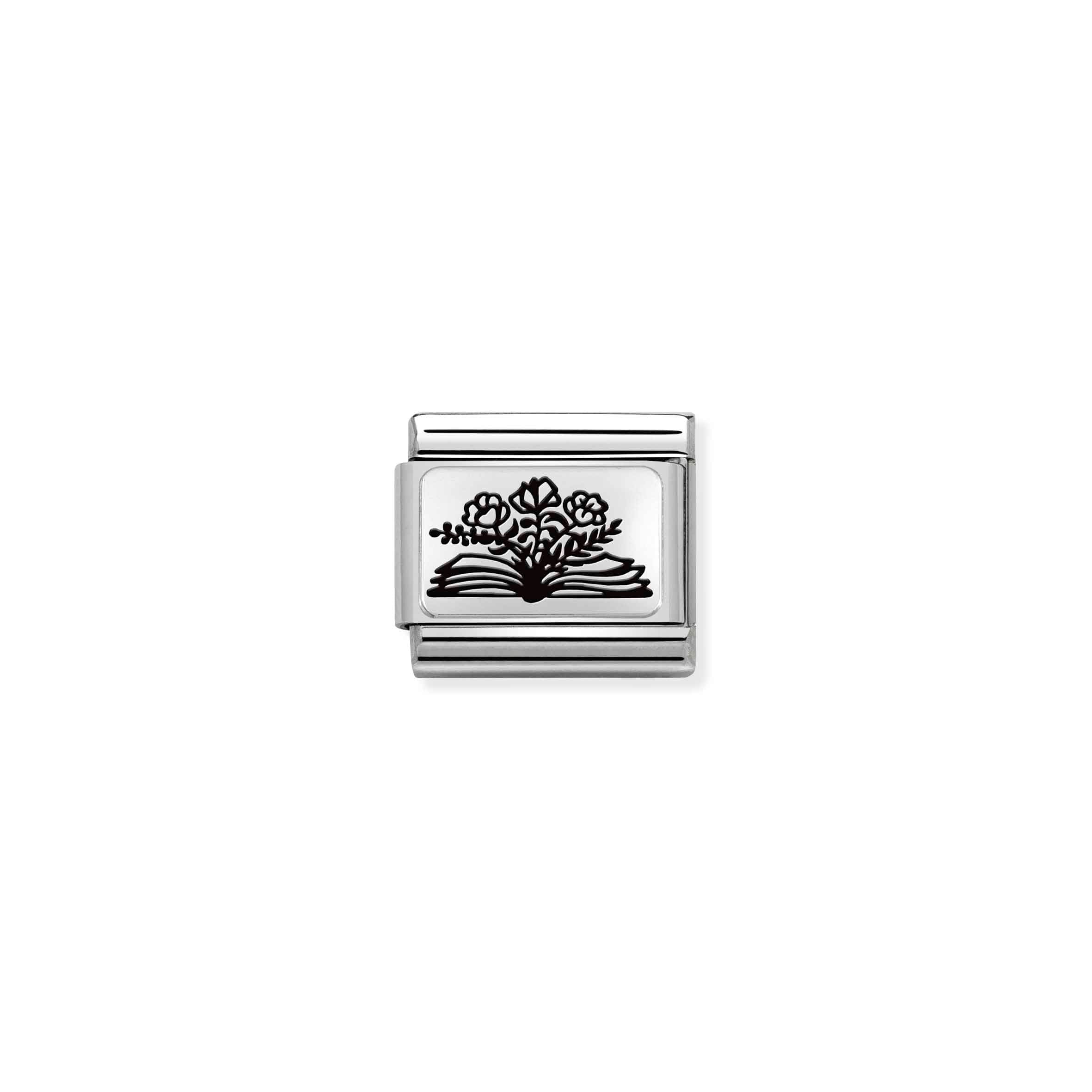 COMPOSABLE CLASSIC LINK 330111/27 BOOK WITH FLOWERS IN 925 SILVER