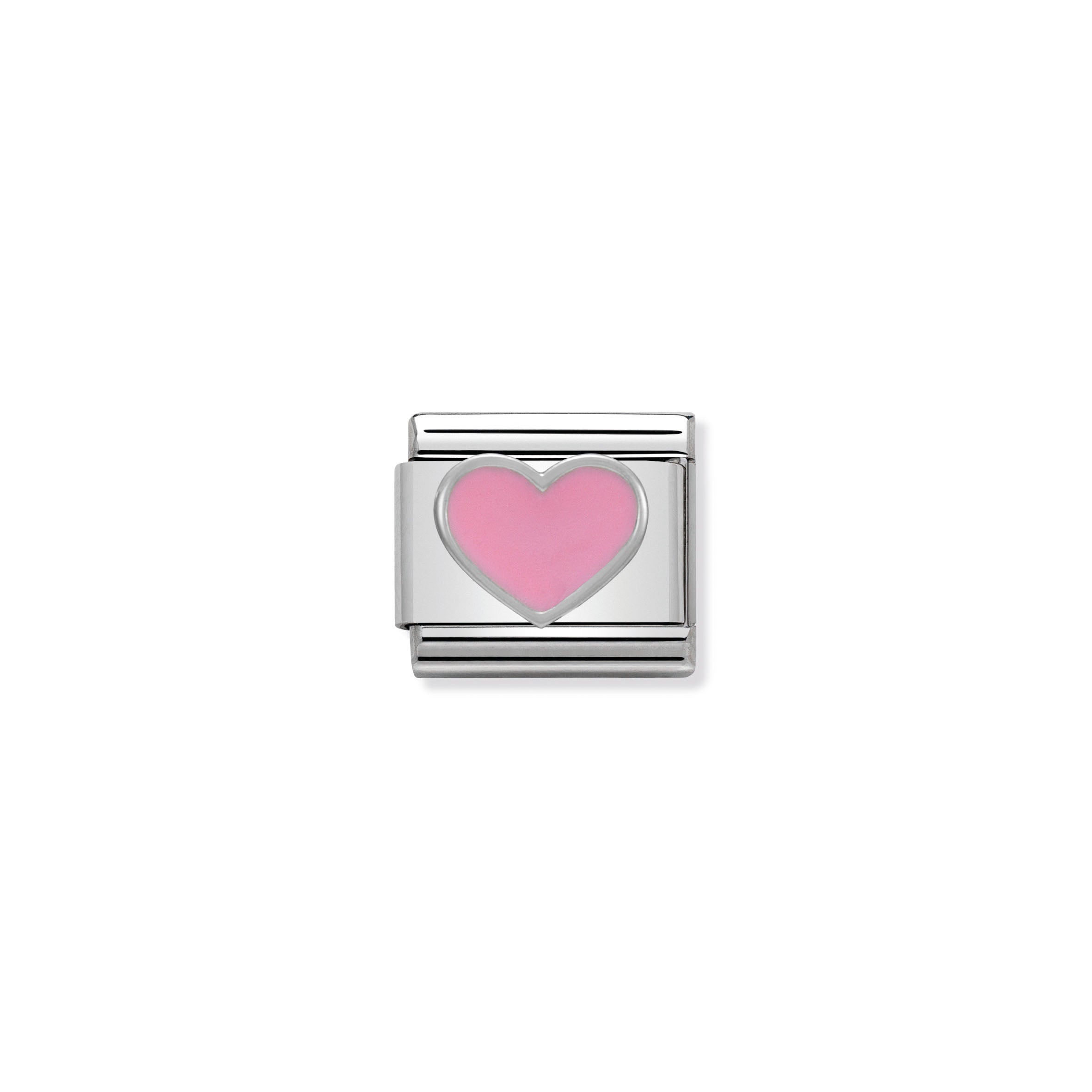 Composable Classic Link Pink Enamel Heart in Silver 330202/18