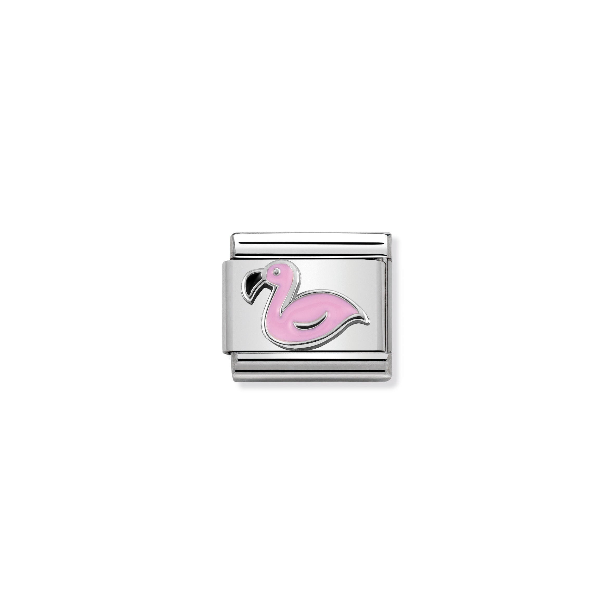 COMPOSABLE CLASSIC LINK 330202/43 FLAMINGO IN ENAMEL & 925 SILVER