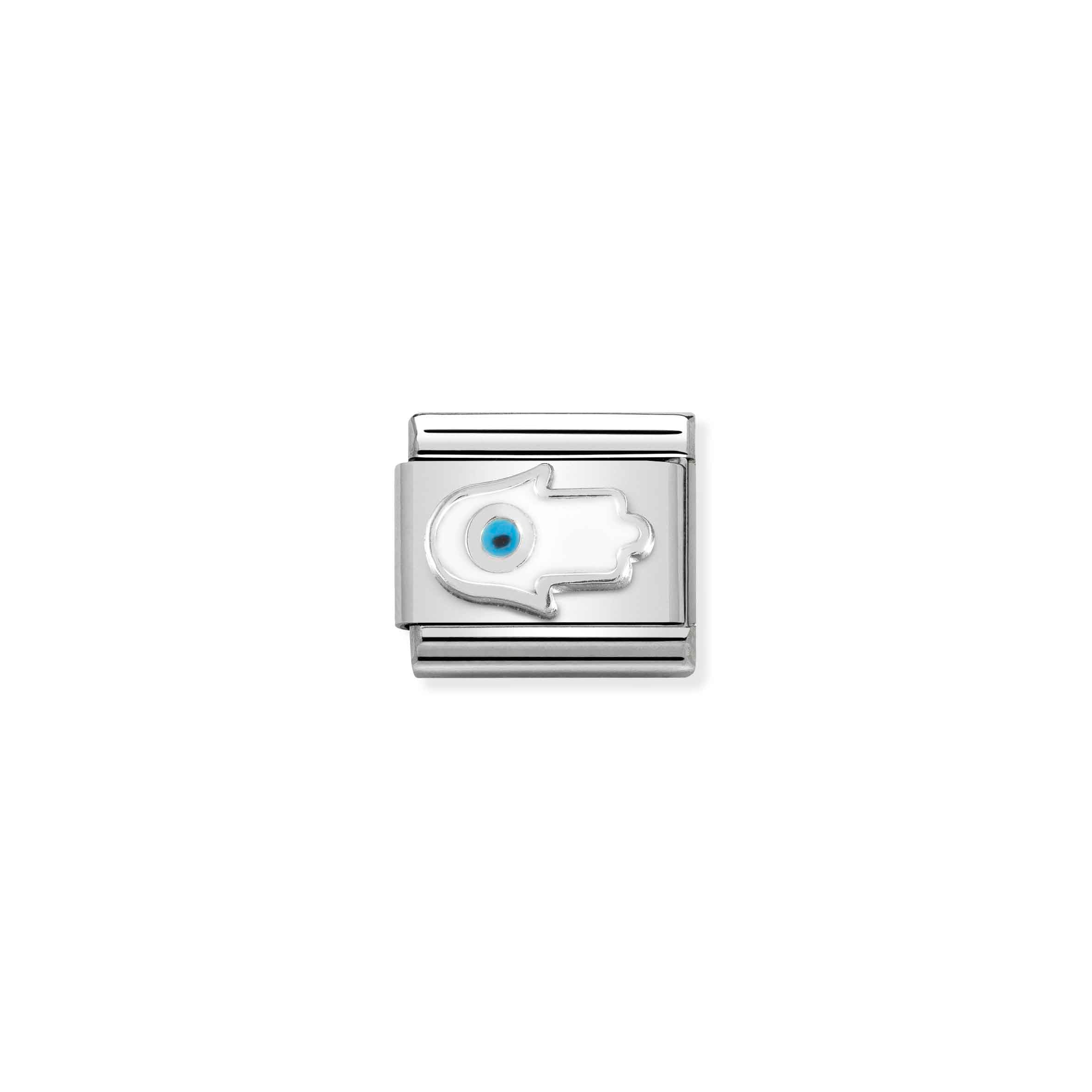 COMPOSABLE CLASSIC LINK 330204/26 FATIMA HAND WHITE IN SILVER