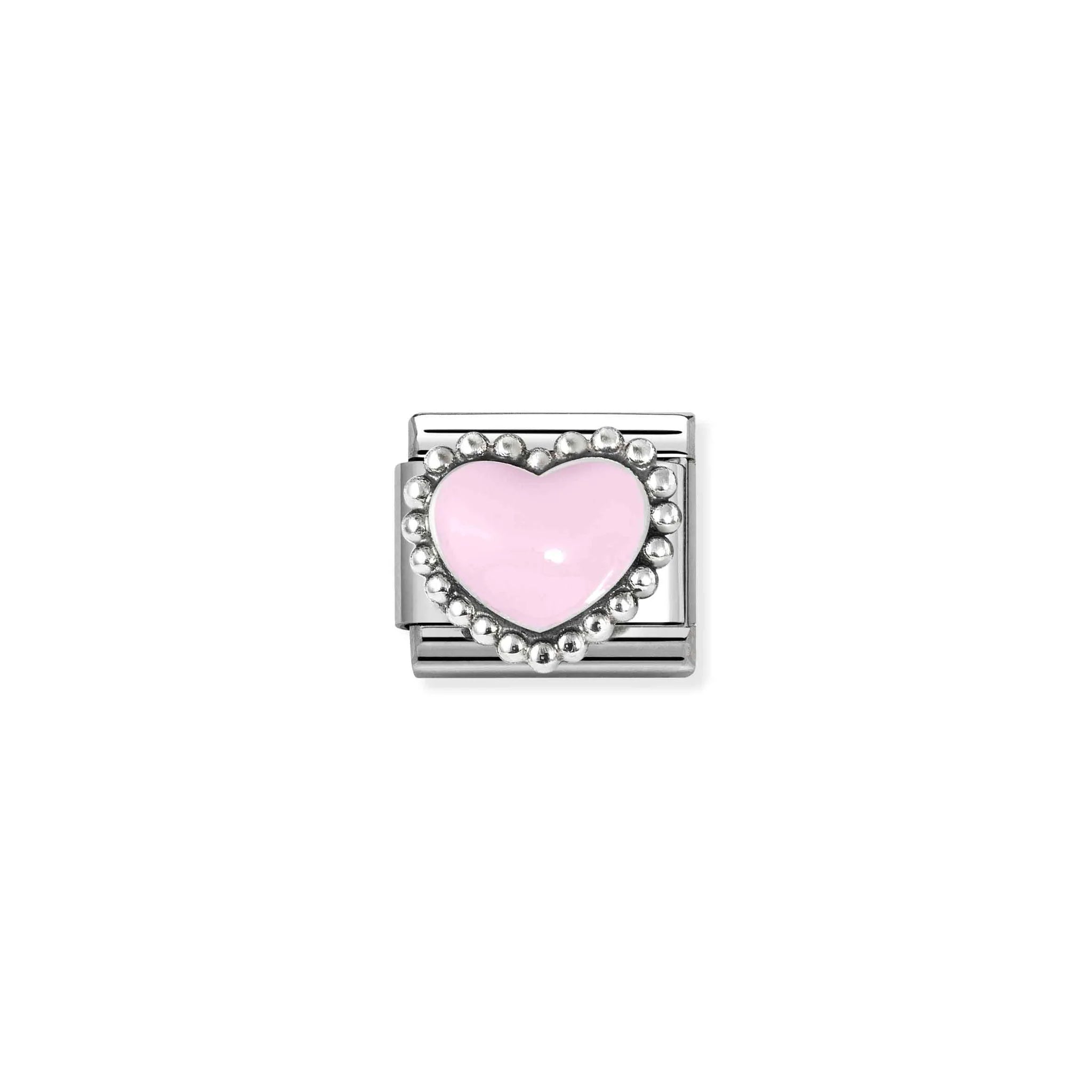 Composable classic 330204/33 PASTEL PINK HEART IN 925 SILVER & ENAMEL