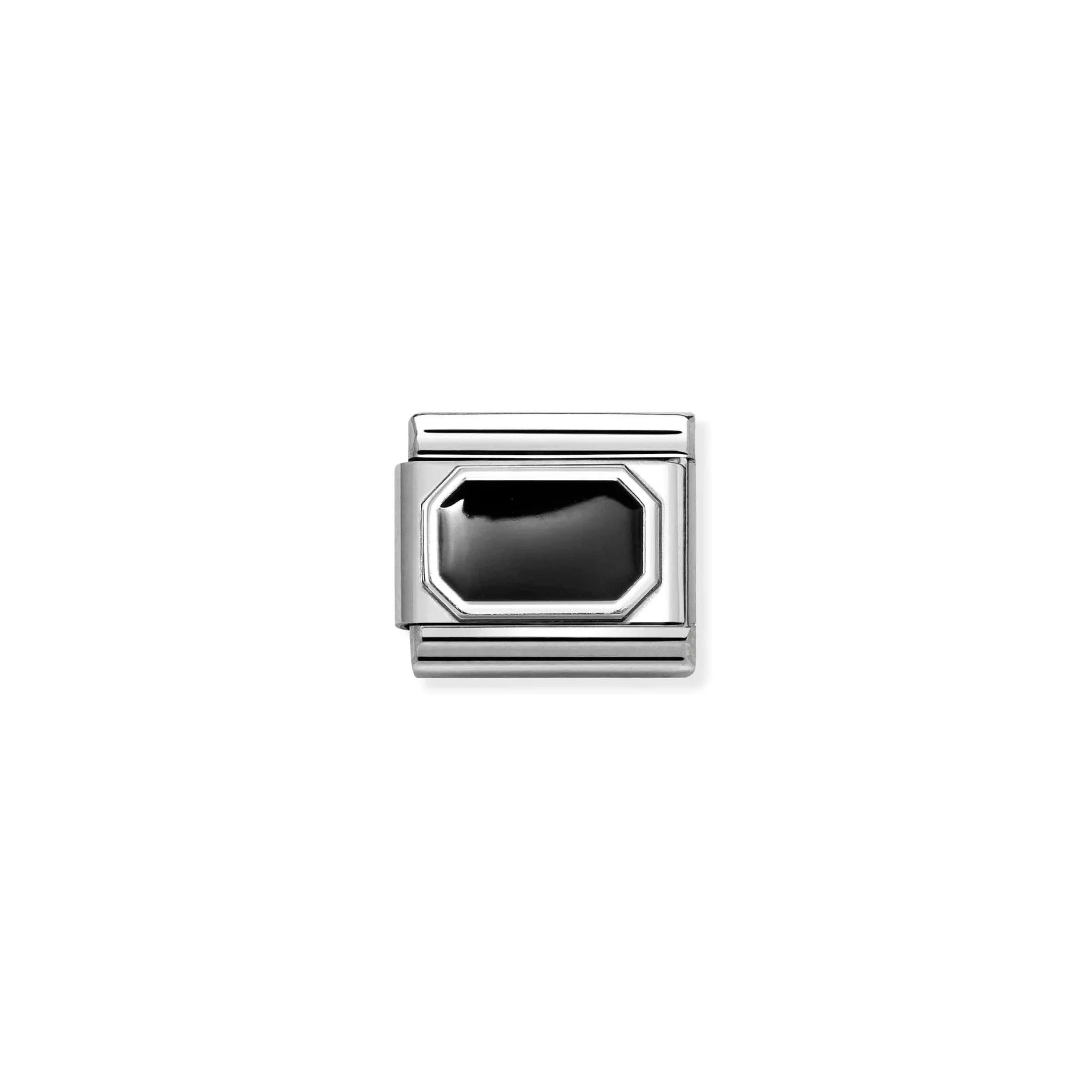 COMPOSABLE CLASSIC LINK 330206/34 RECTANGLE IN 925 SILVER & BLACK ENAMEL