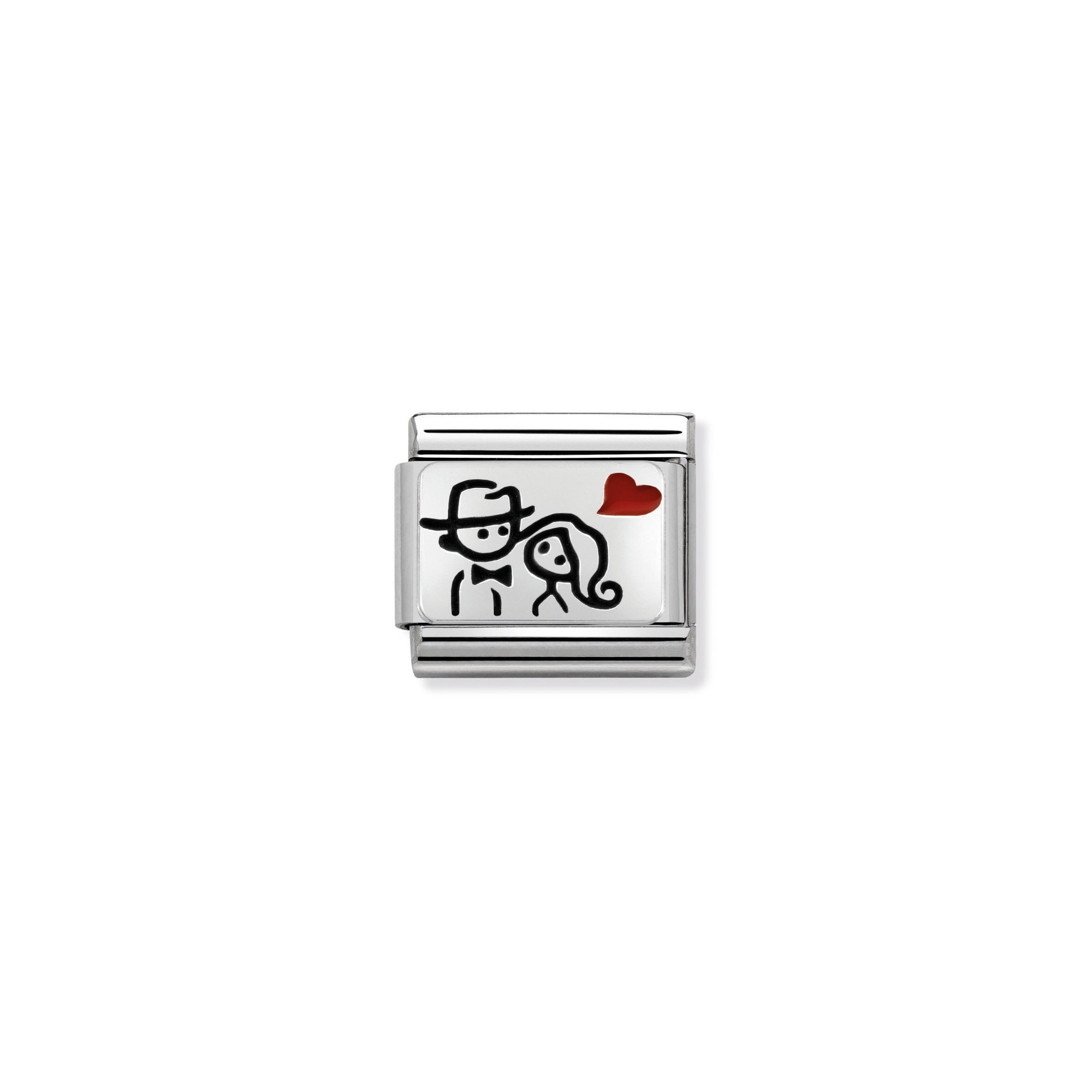COMPOSABLE CLASSIC LINK 330208/10 COUPLE WITH HEART IN ENAMEL & 925 SILVER