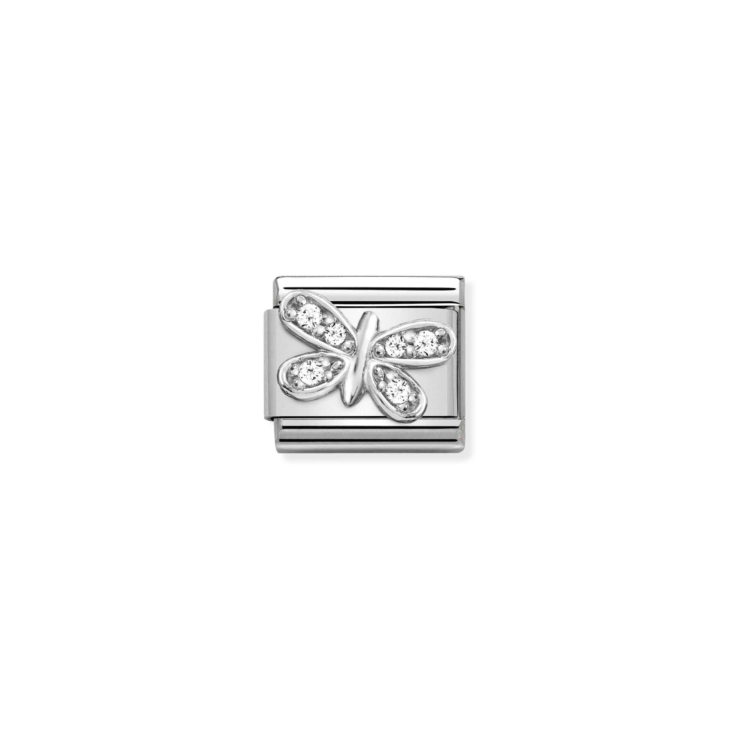 COMPOSABLE CLASSIC LINK 330304/35 WHITE BUTTERFLY CZ IN SILVER