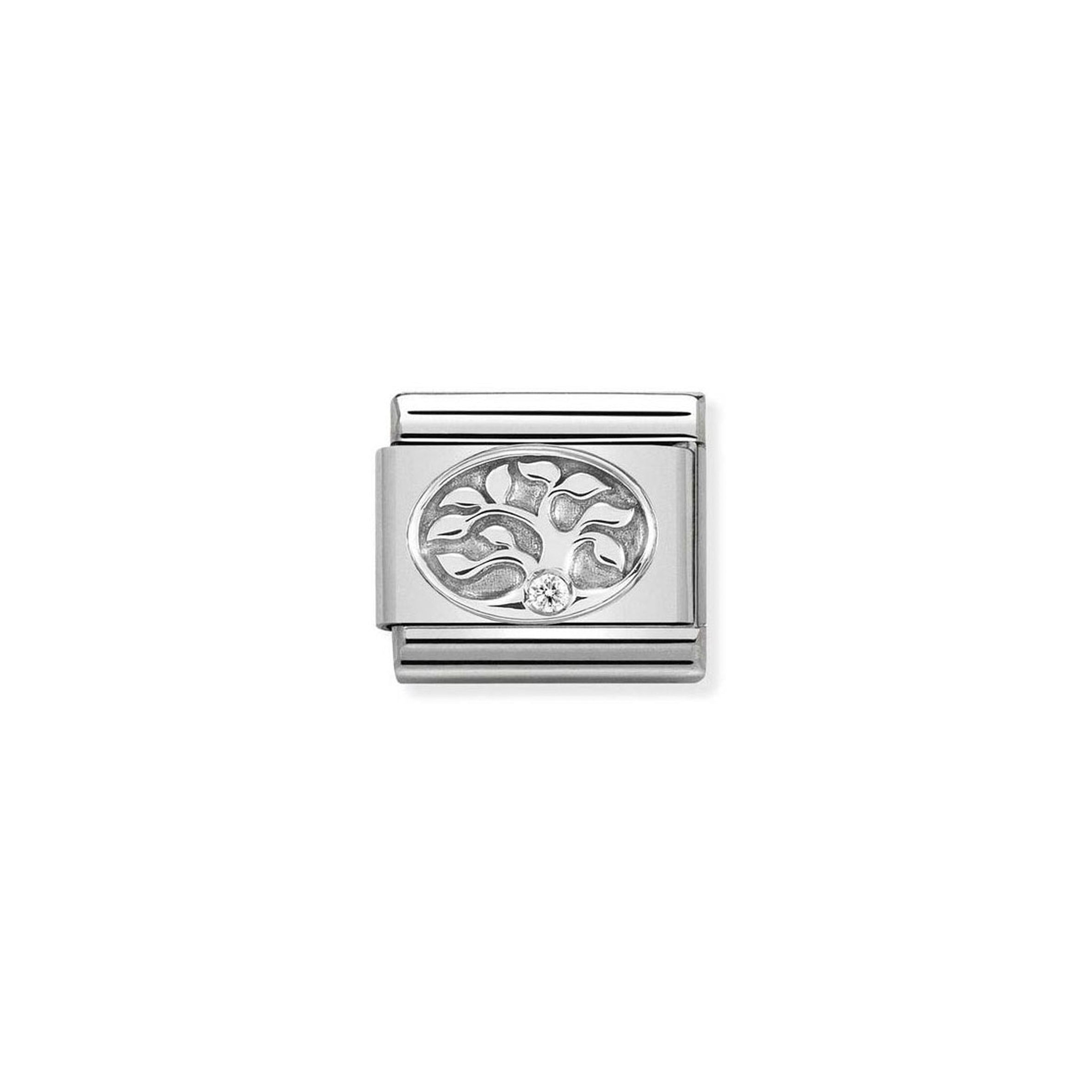 COMPOSABLE CLASSIC LINK 330311/10 TREE OF LIFE WITH WHITE CZ IN 925 SILVER